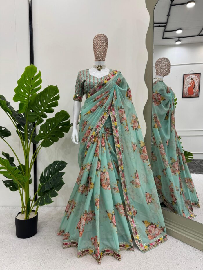 Floral printed Saree - Image 9