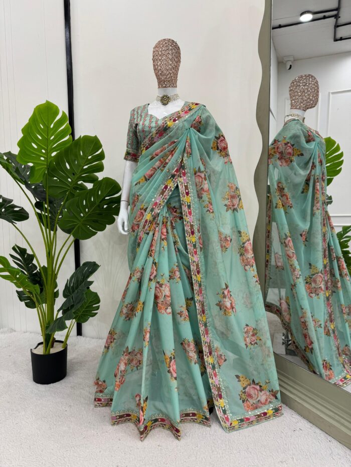 Floral printed Saree - Image 8