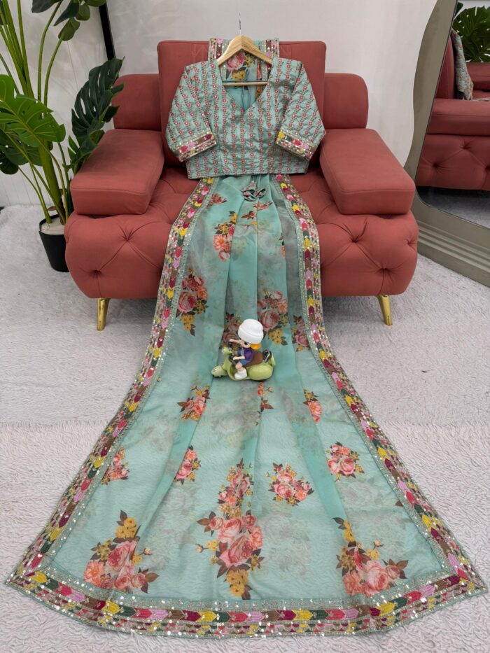 Floral printed Saree - Image 14