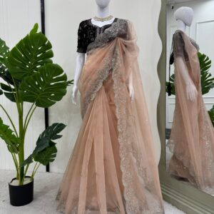 Designer Thread Sequins work Saree