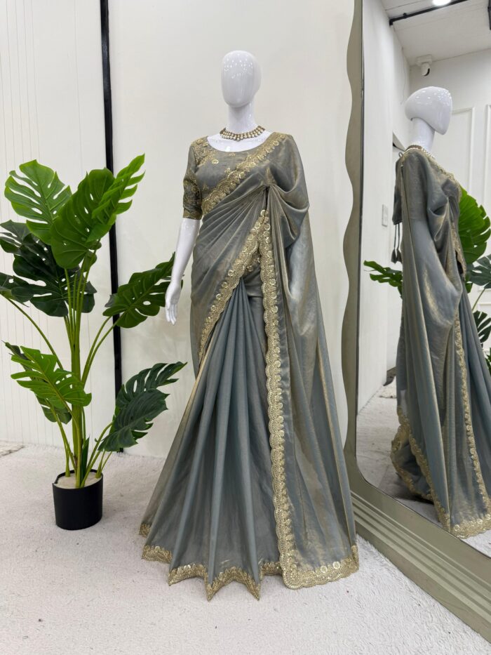 Shiny Embroidered Saree