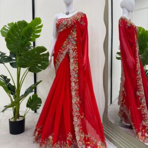 Karwachauth Special Embroidered Saree