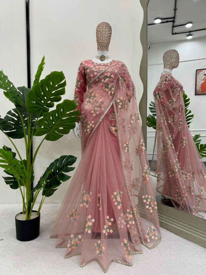Designer Embroidered Saree - Image 2