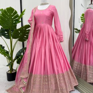Soft Girl Pink Anarkali Set