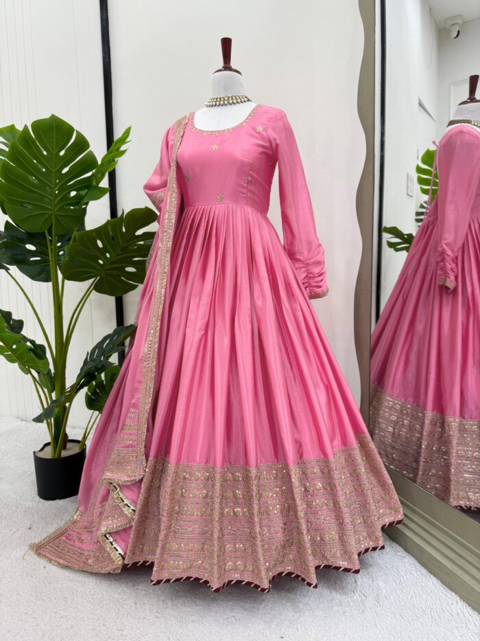 Soft Girl Pink Anarkali Set