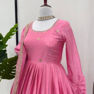 Soft Girl Pink Anarkali Set - Image 4