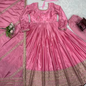 Soft Girl Pink Anarkali Set - Image 5