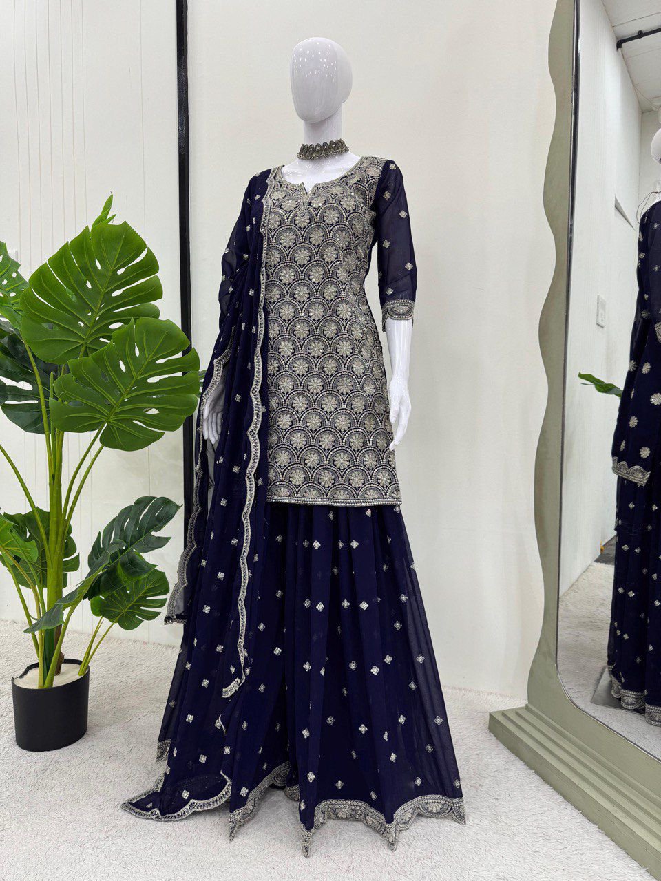 Designer Embroidered Sharara Set