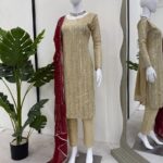 Gold and Red Kurta Set for Women