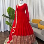 Designer Red Anarkali Set
