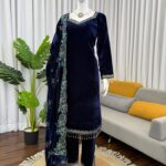 Mor Embroidered Velvet Kurta Set