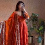 Designer Embroidered Rust Anarkali Set