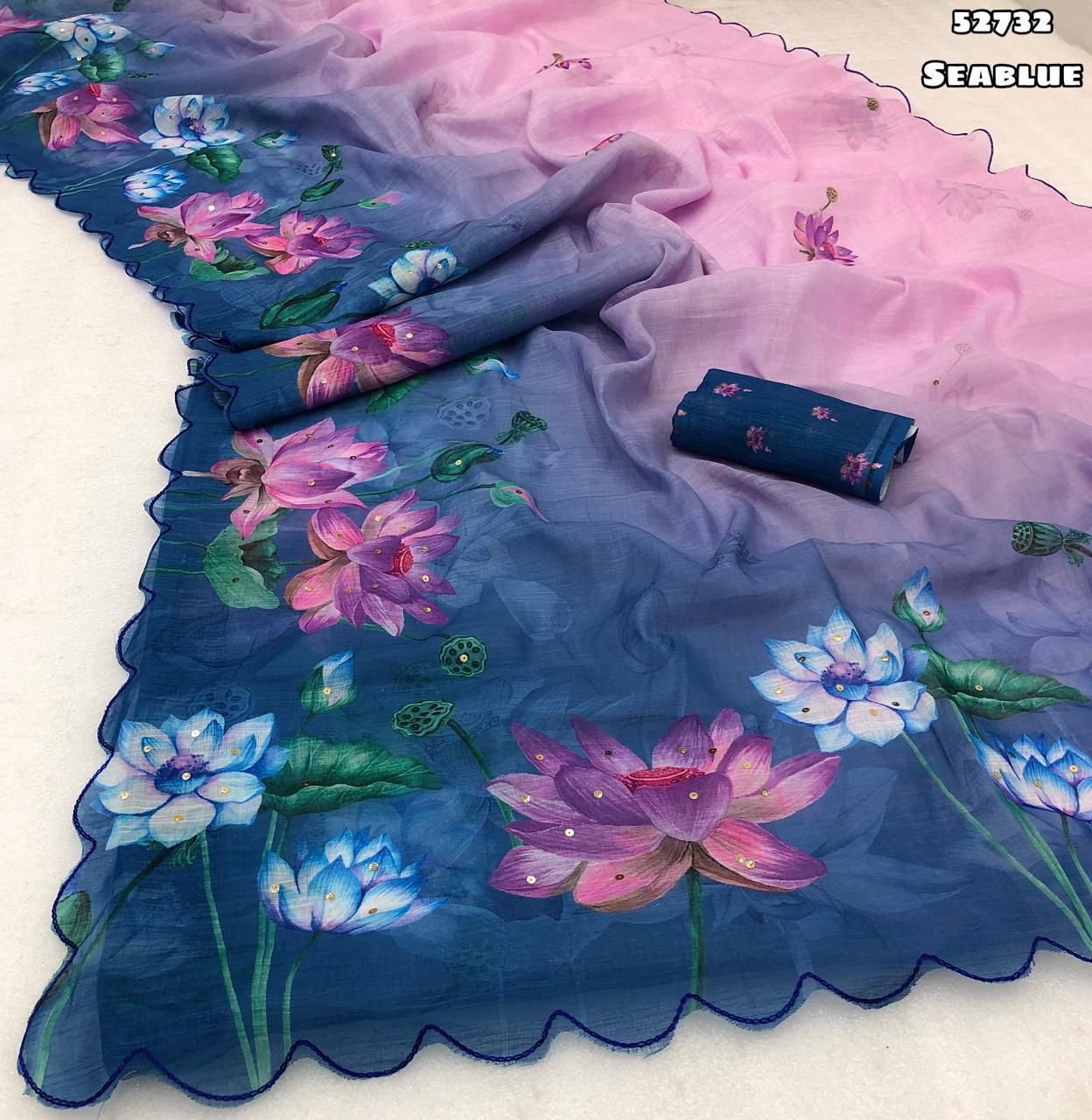 Soft Linen Floral Printed Saree