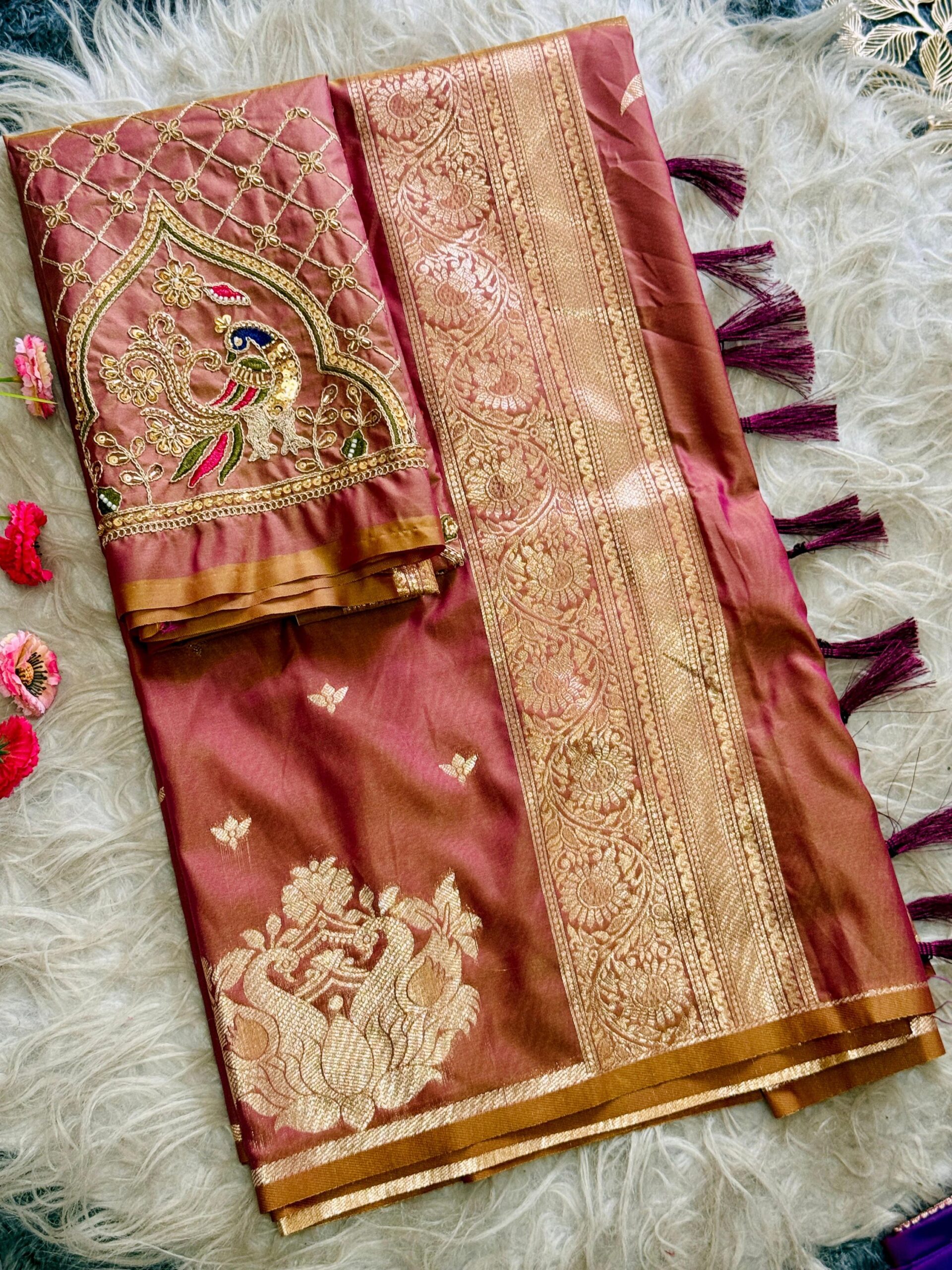 Rajlaxmi Paithani with Handwork Aari Work Blouse - Image 16