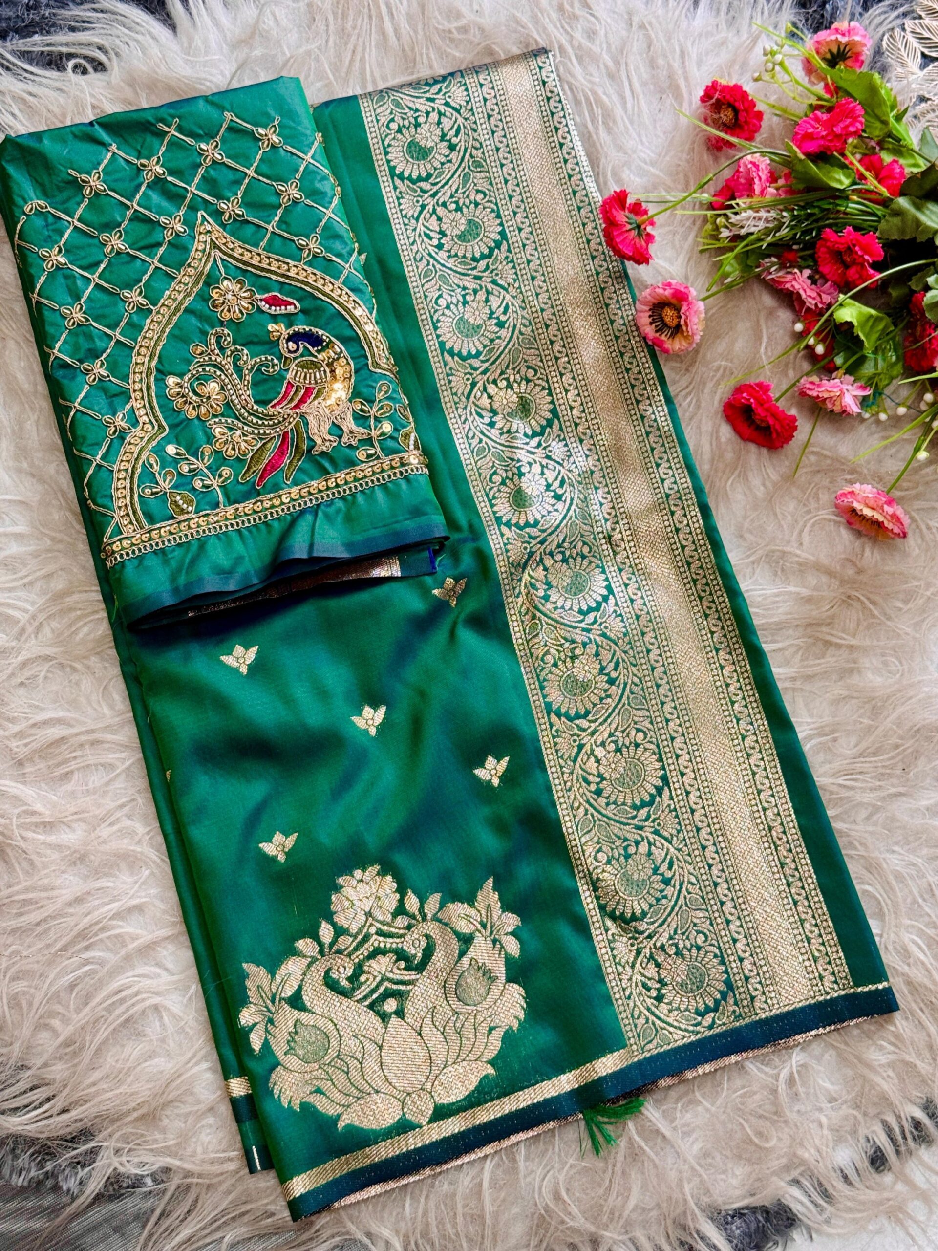 Rajlaxmi Paithani with Handwork Aari Work Blouse - Image 7