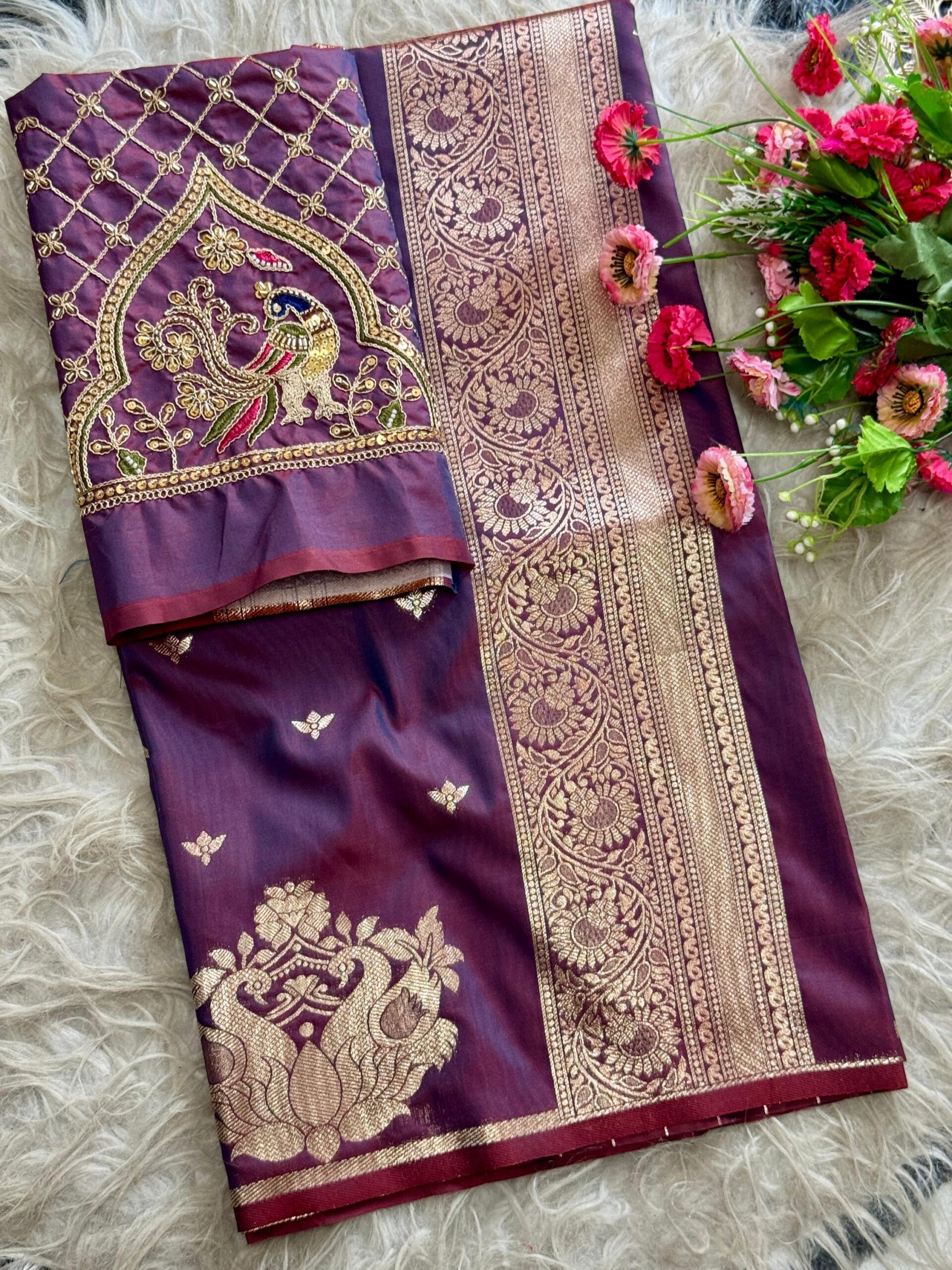Rajlaxmi Paithani with Handwork Aari Work Blouse - Image 4