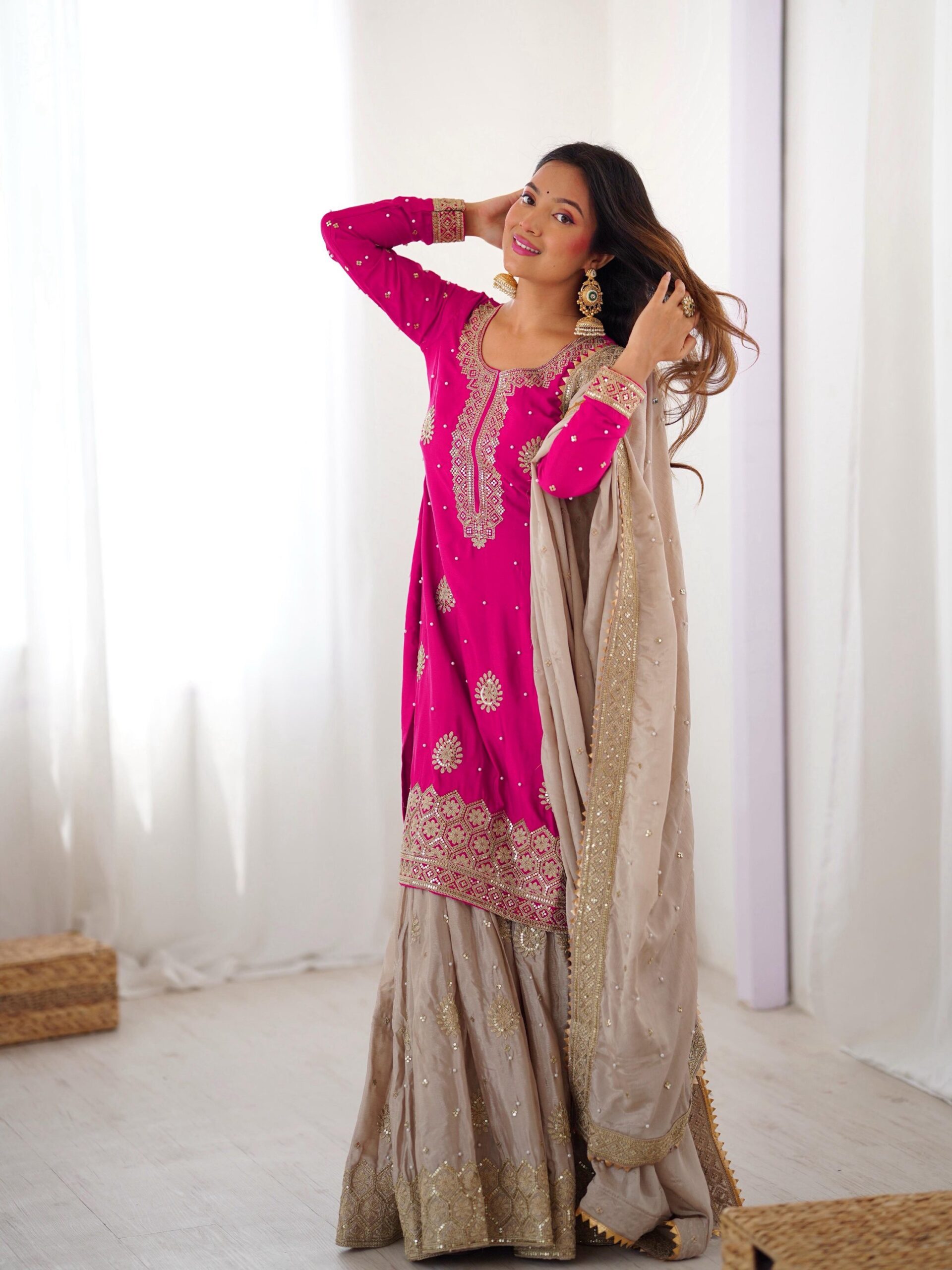 Designer Embroidered Sharara Set - Image 2