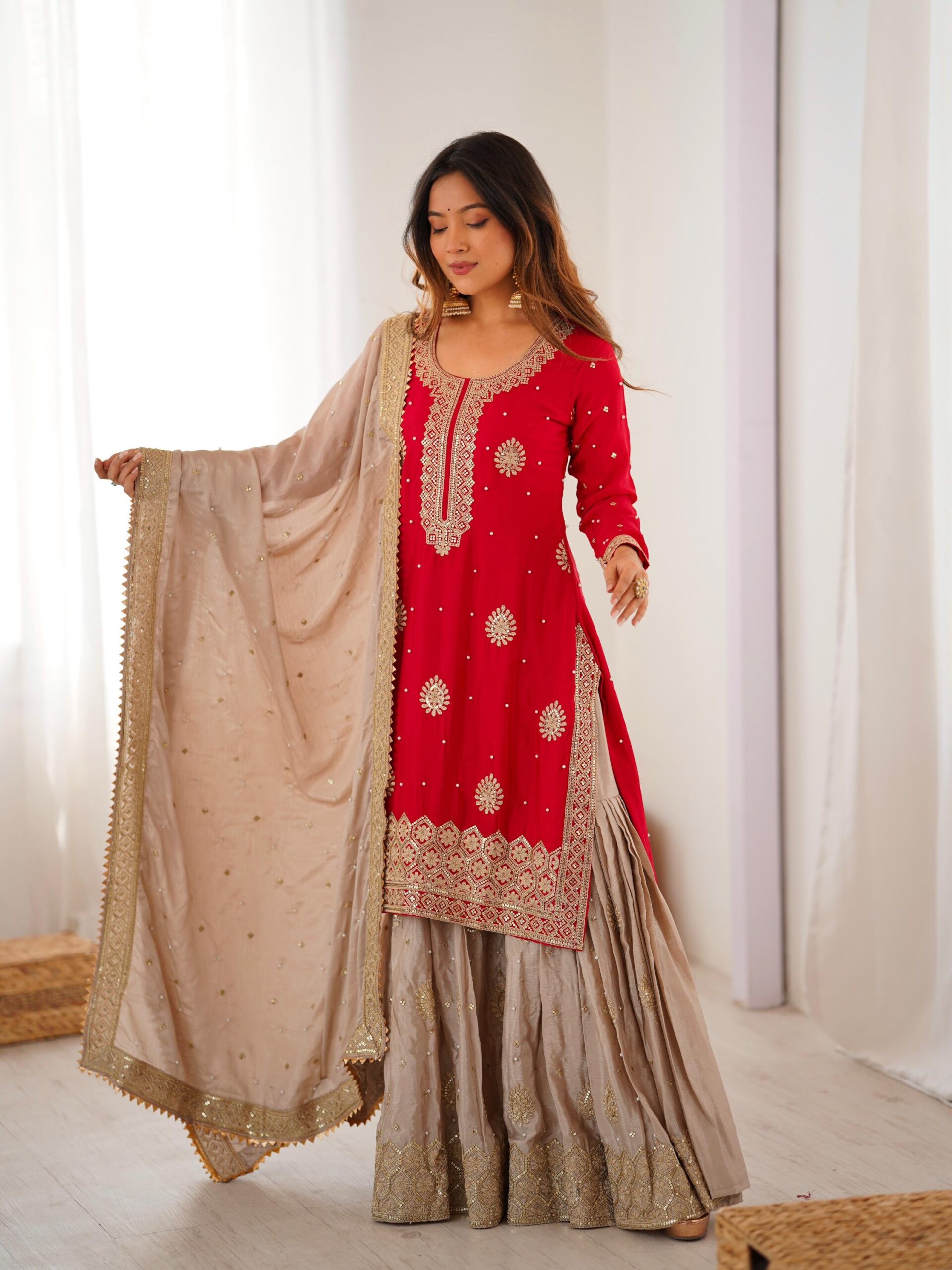Designer Embroidered Sharara Set - Image 12