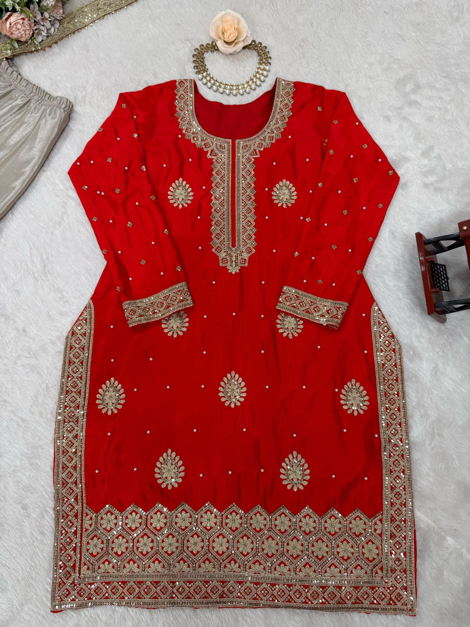 Designer Embroidered Sharara Set - Image 21