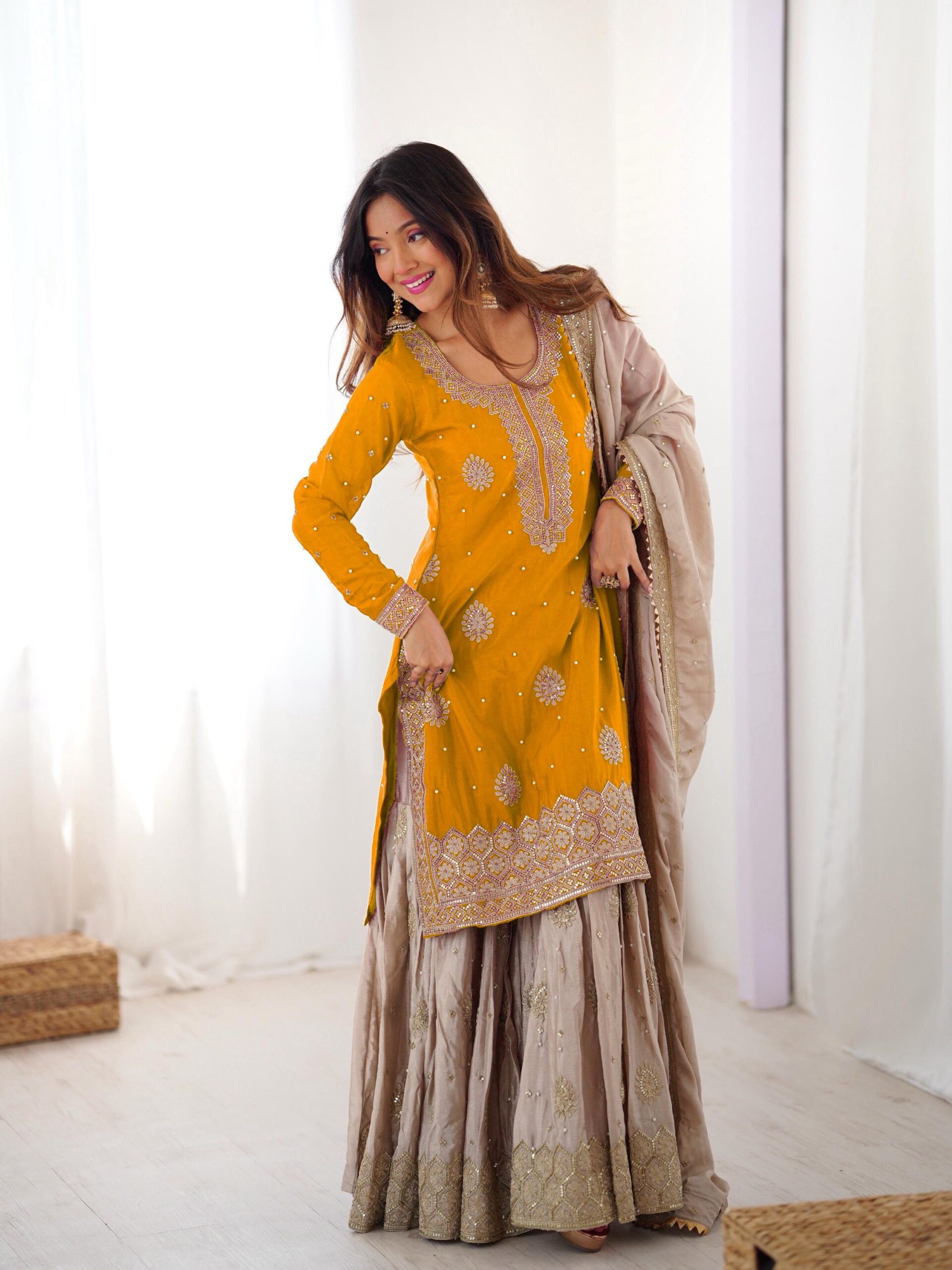 Designer Embroidered Sharara Set - Image 23