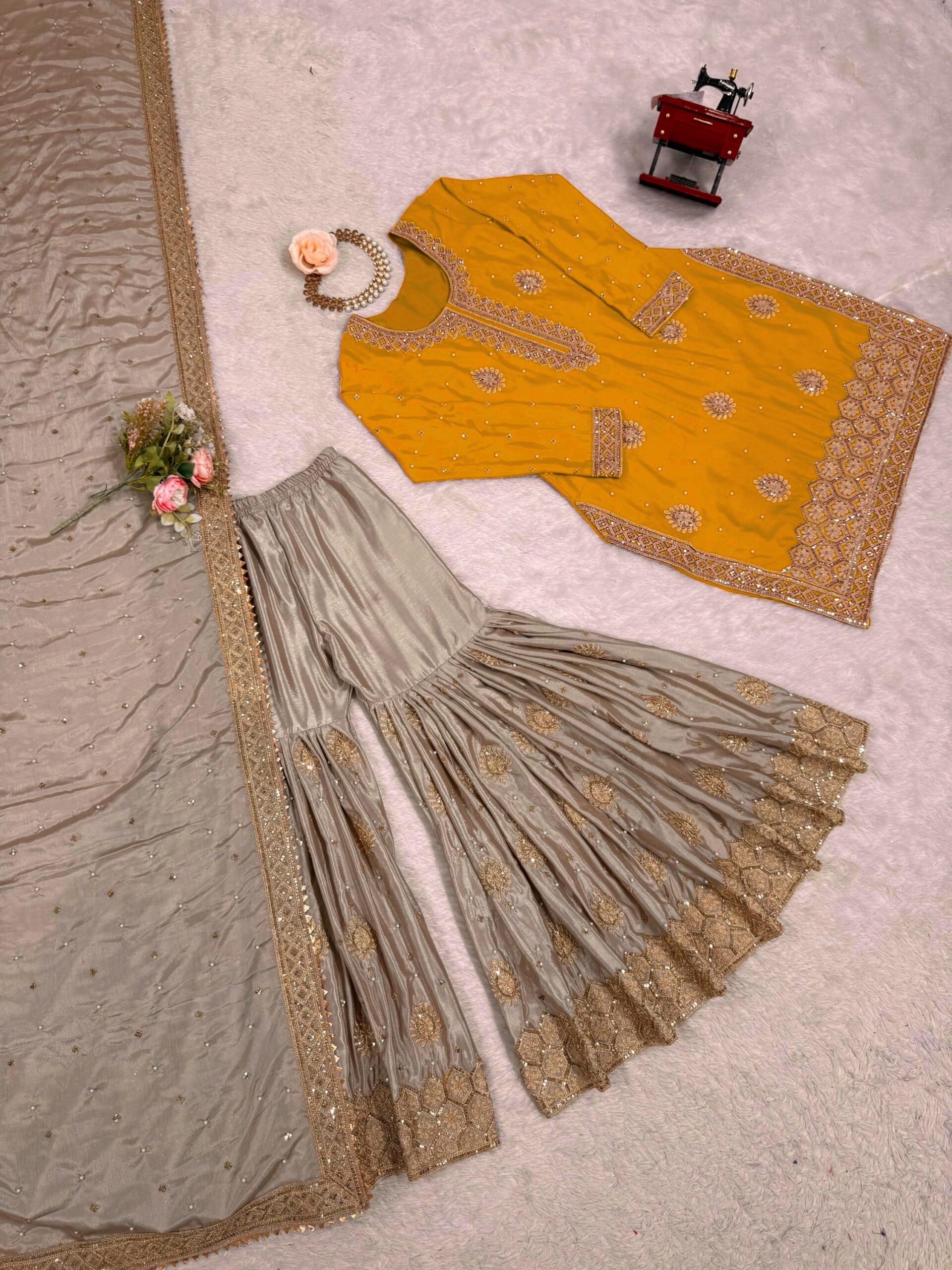 Designer Embroidered Sharara Set - Image 33