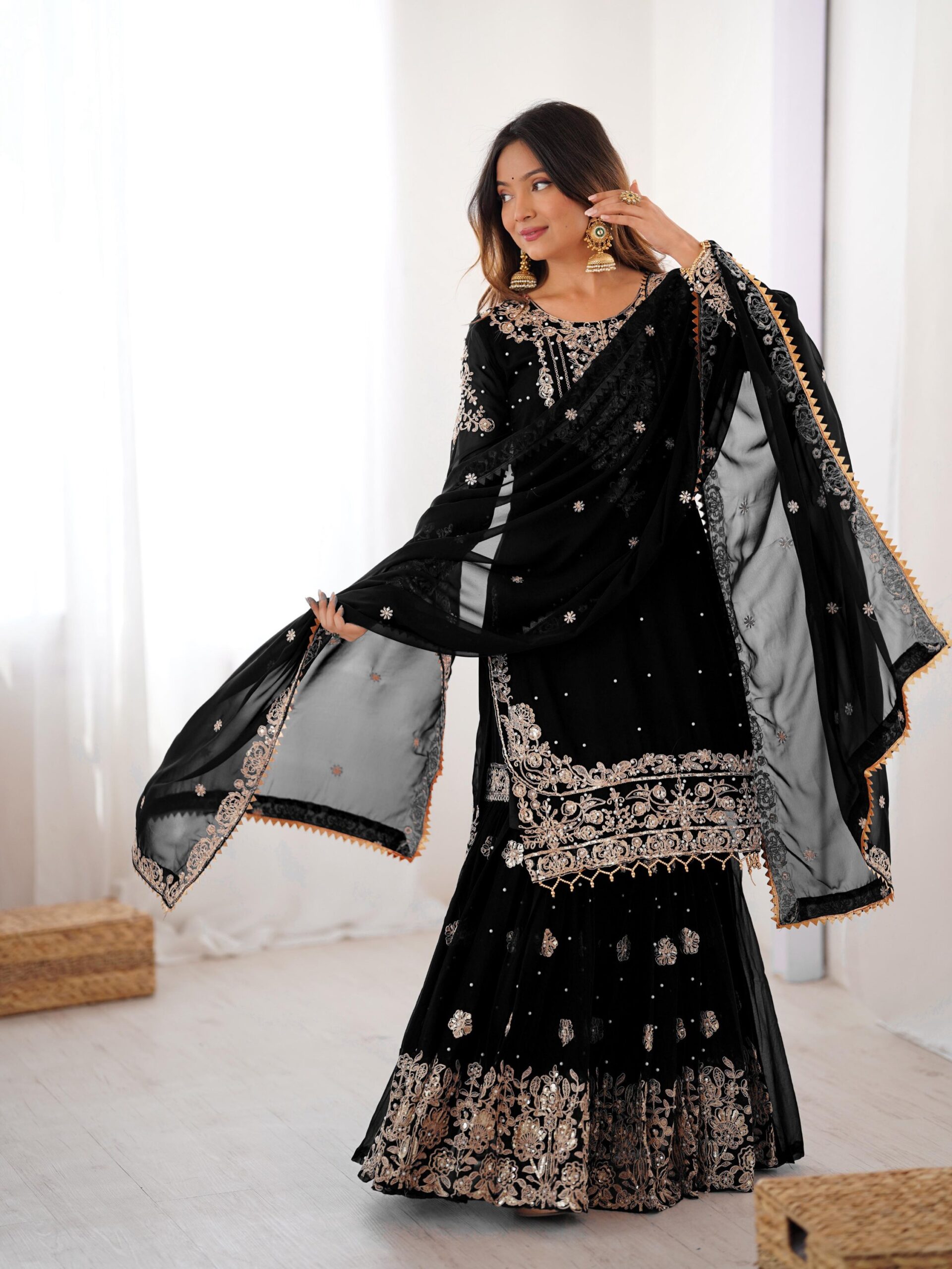 Designer Embroidered Sharara Set - Image 78
