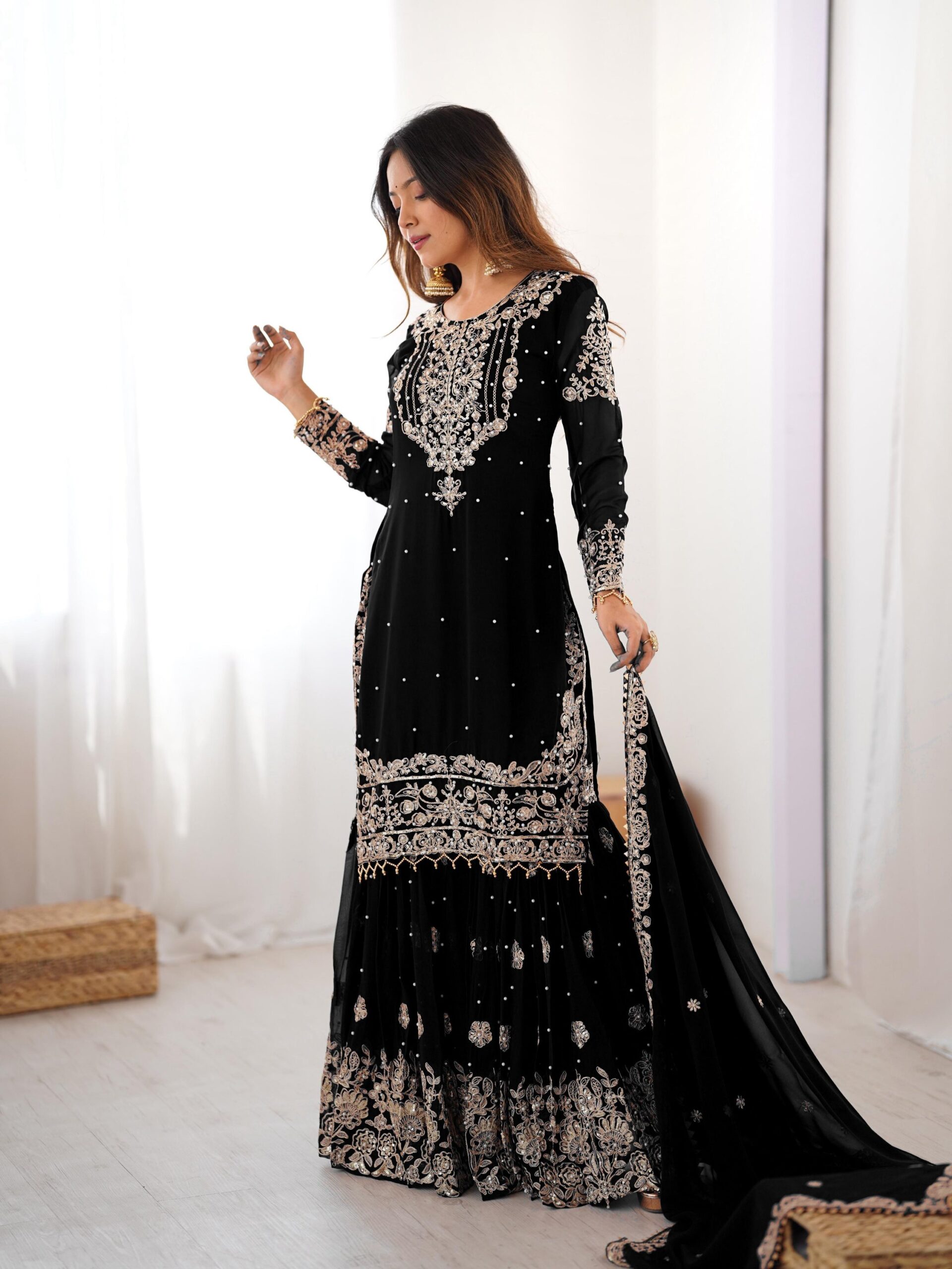Designer Embroidered Sharara Set - Image 76
