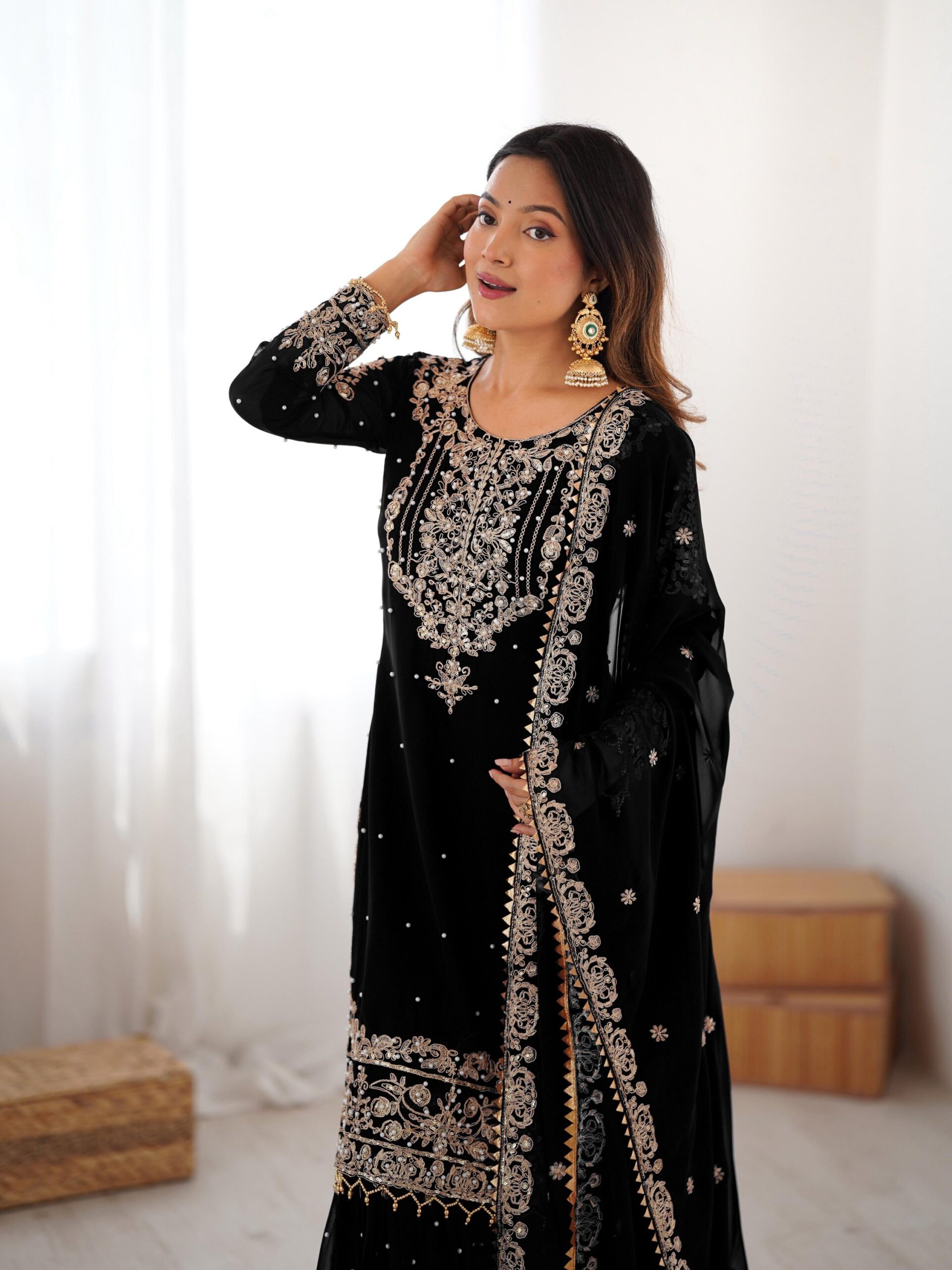 Designer Embroidered Sharara Set - Image 82