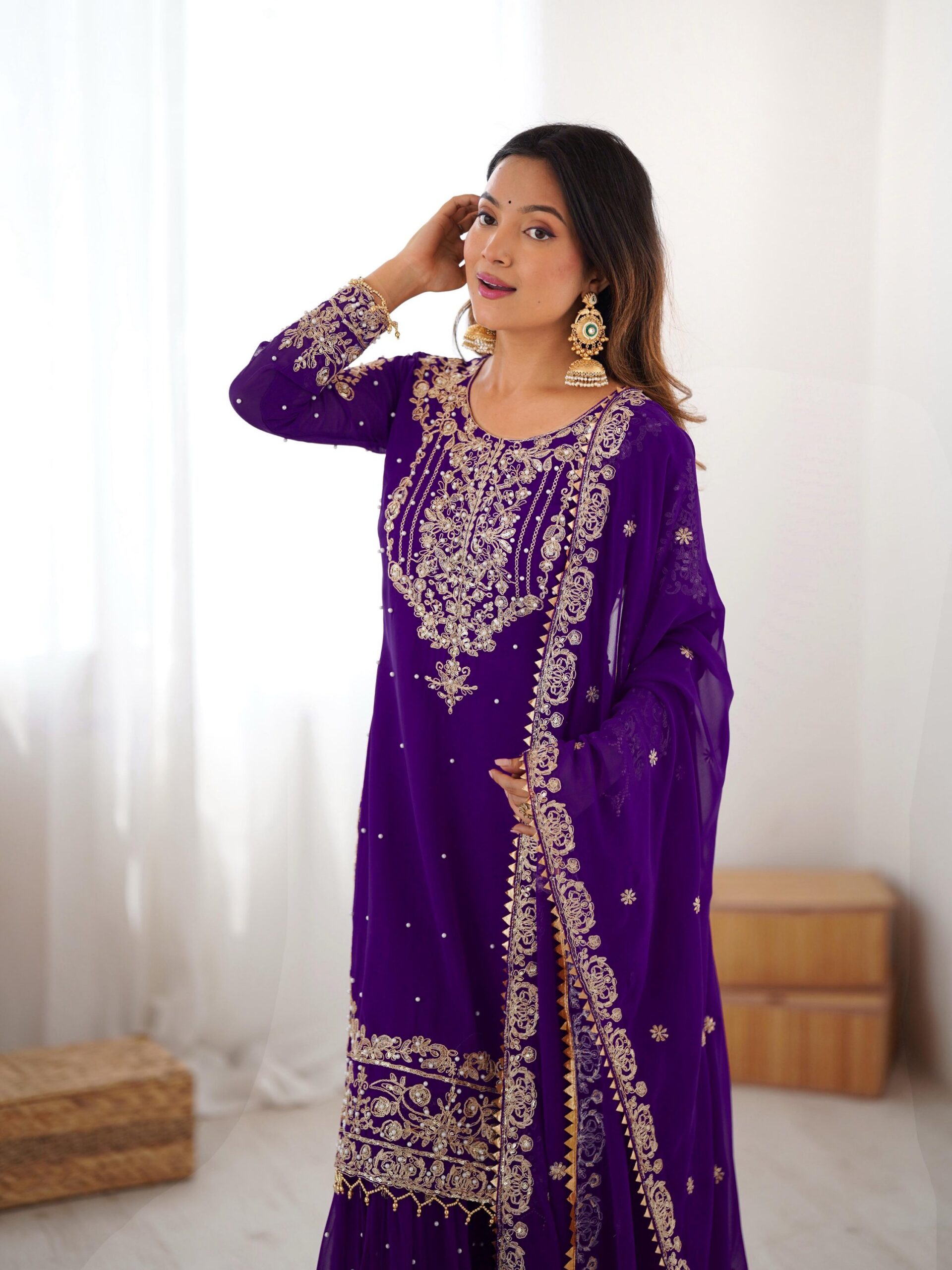 Designer Embroidered Sharara Set - Image 59