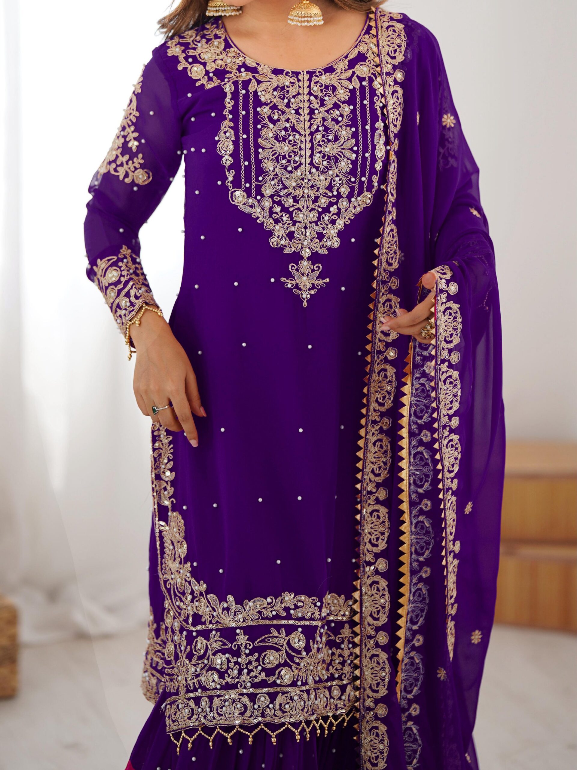 Designer Embroidered Sharara Set - Image 57
