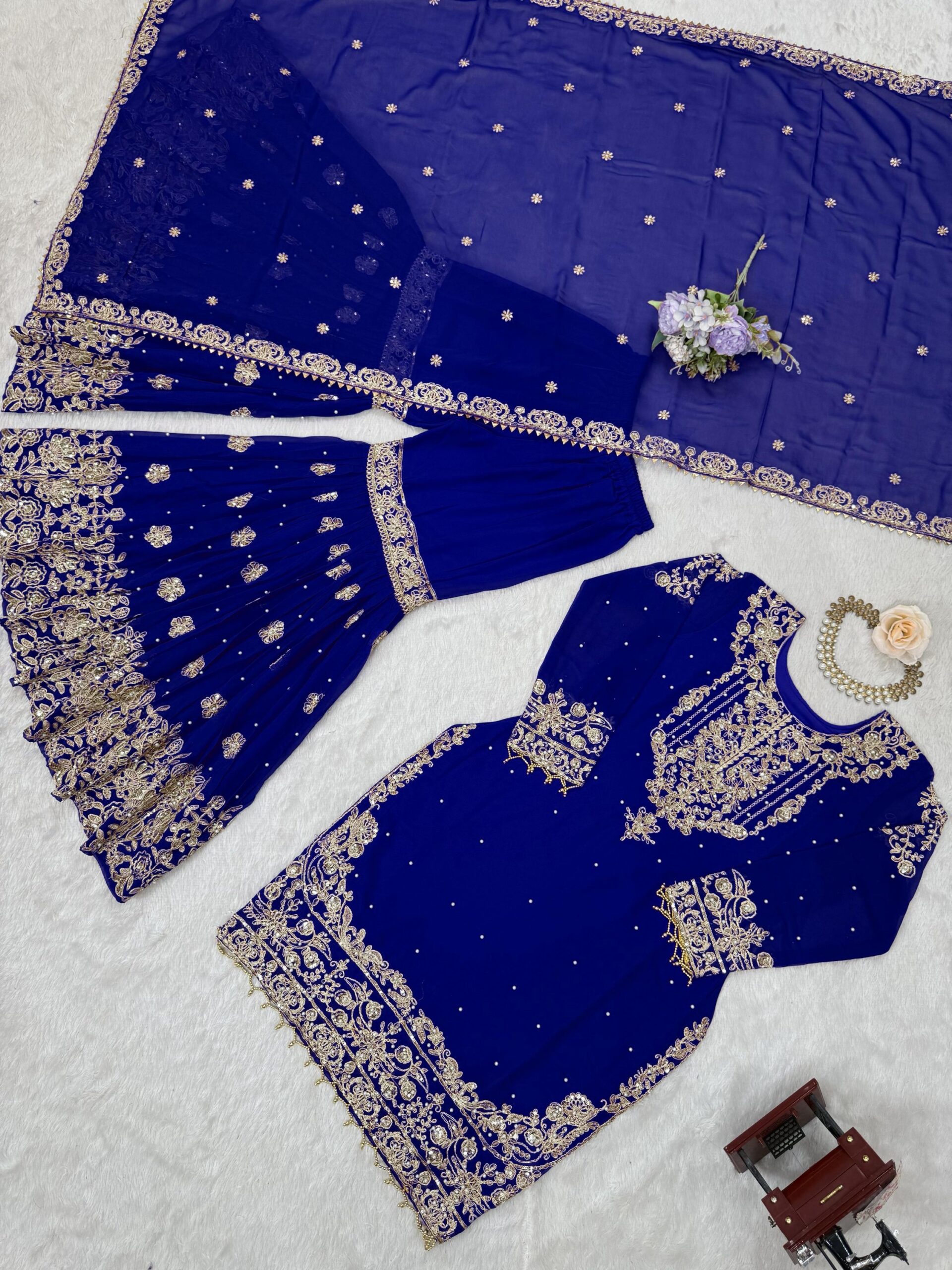 Designer Embroidered Sharara Set - Image 51