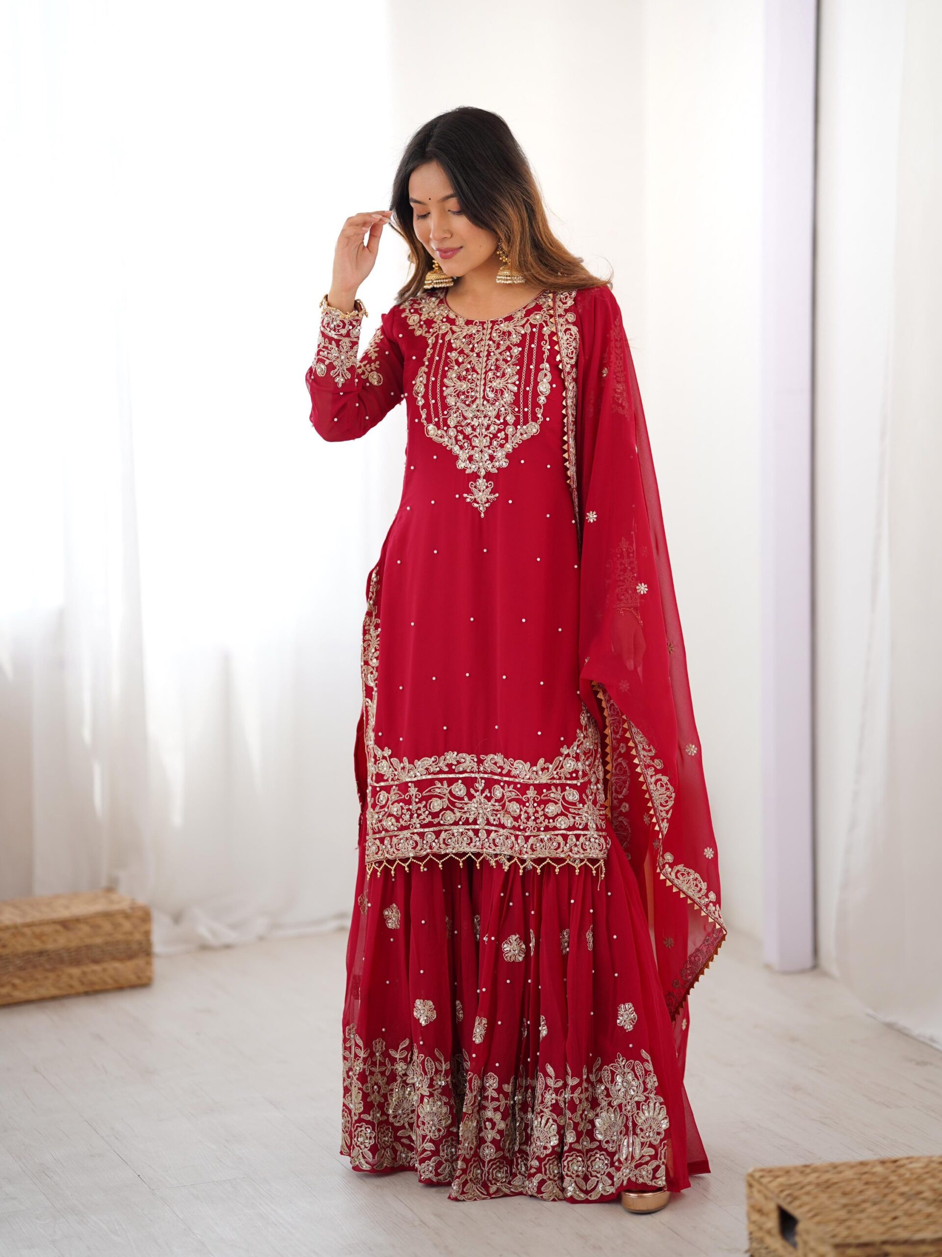 Designer Embroidered Sharara Set - Image 16