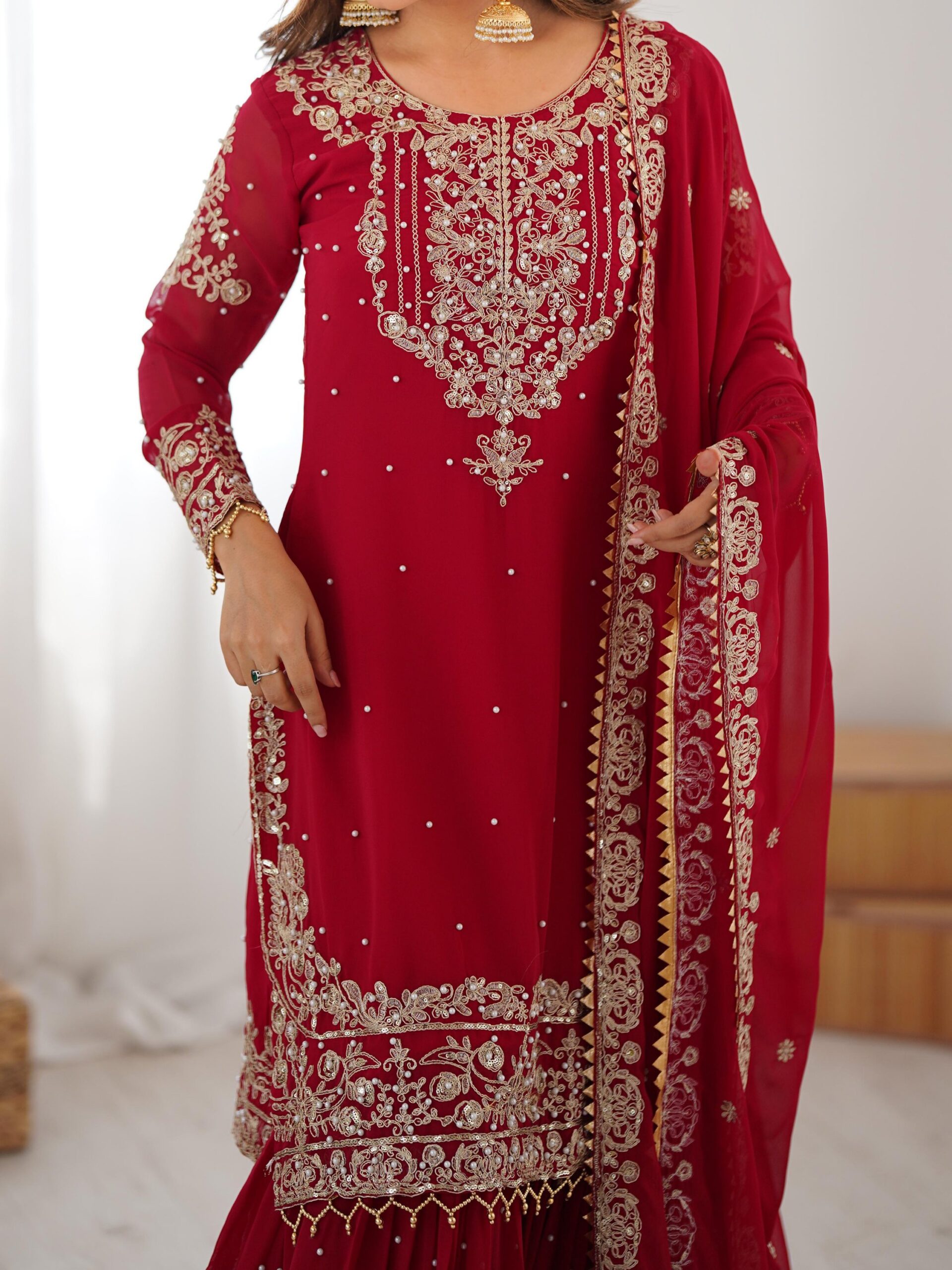 Designer Embroidered Sharara Set - Image 18