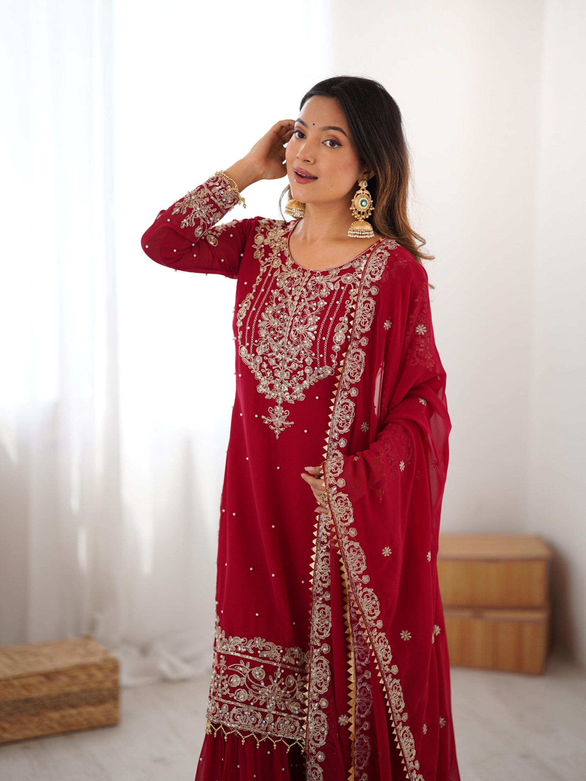 Designer Embroidered Sharara Set - Image 14