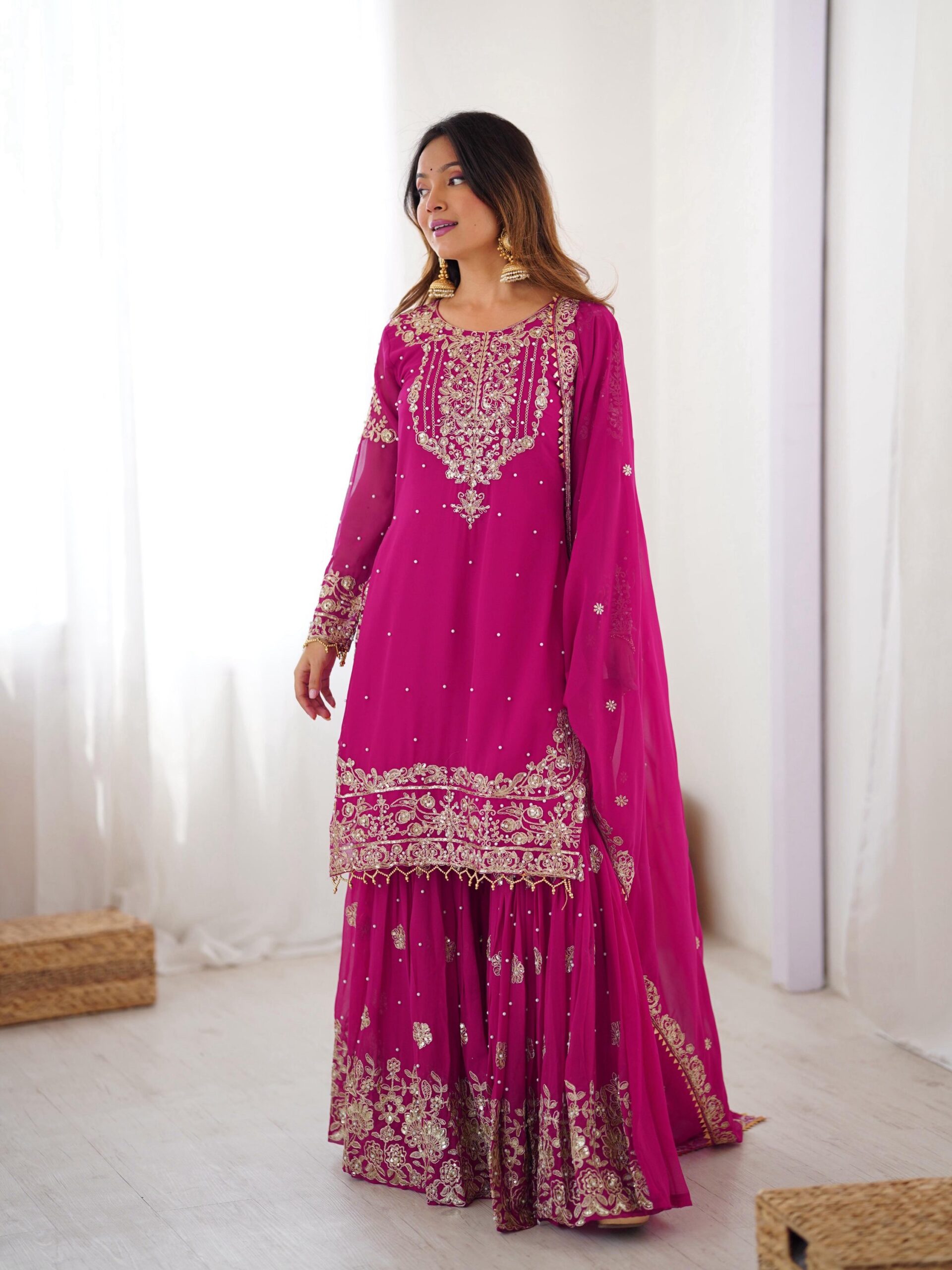 Designer Embroidered Sharara Set - Image 3