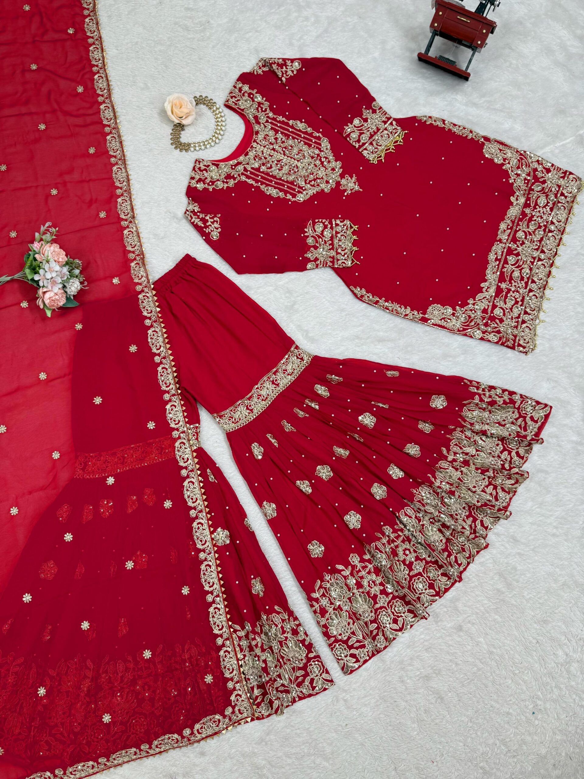 Designer Embroidered Sharara Set - Image 20