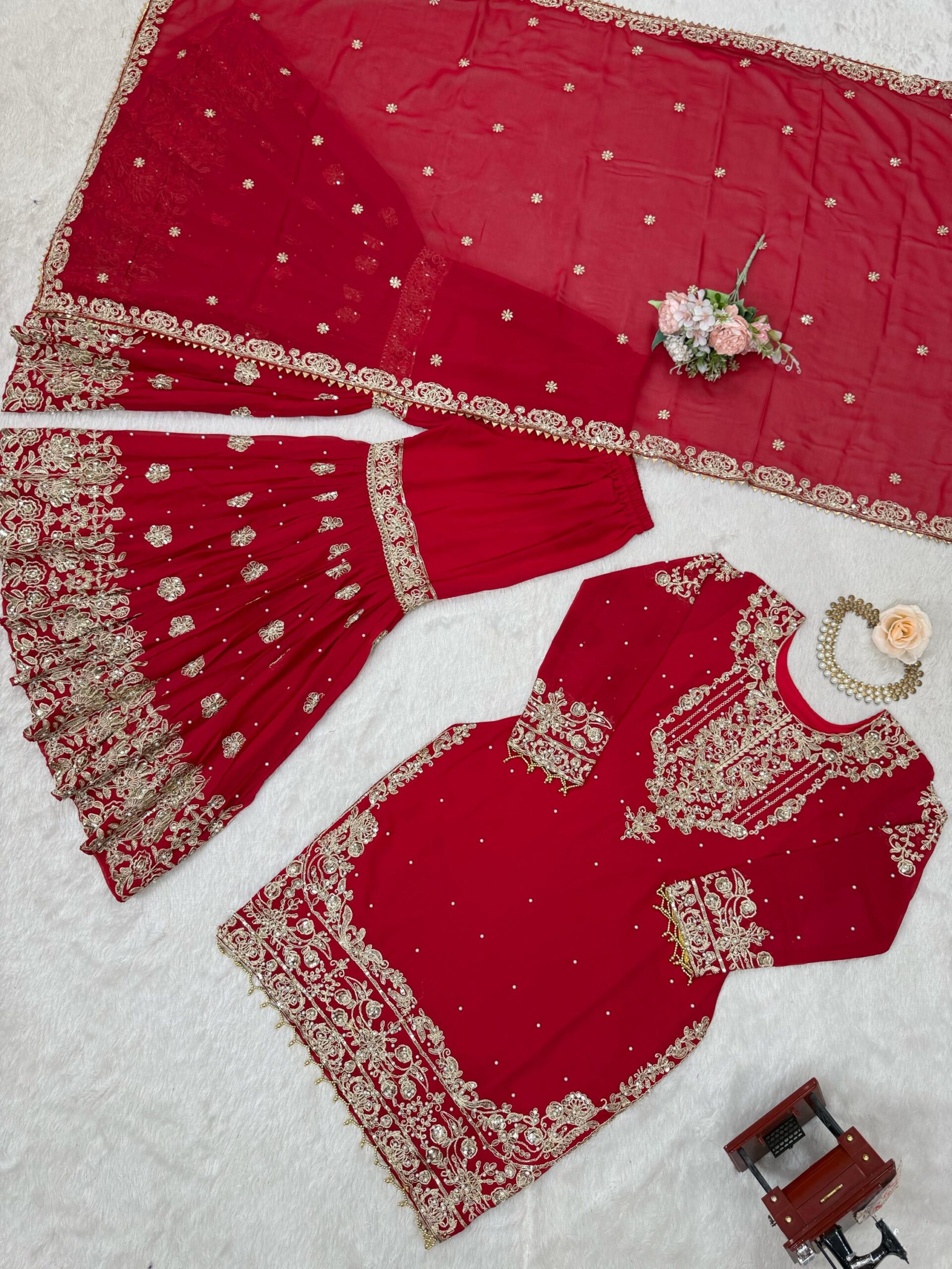 Designer Embroidered Sharara Set - Image 19
