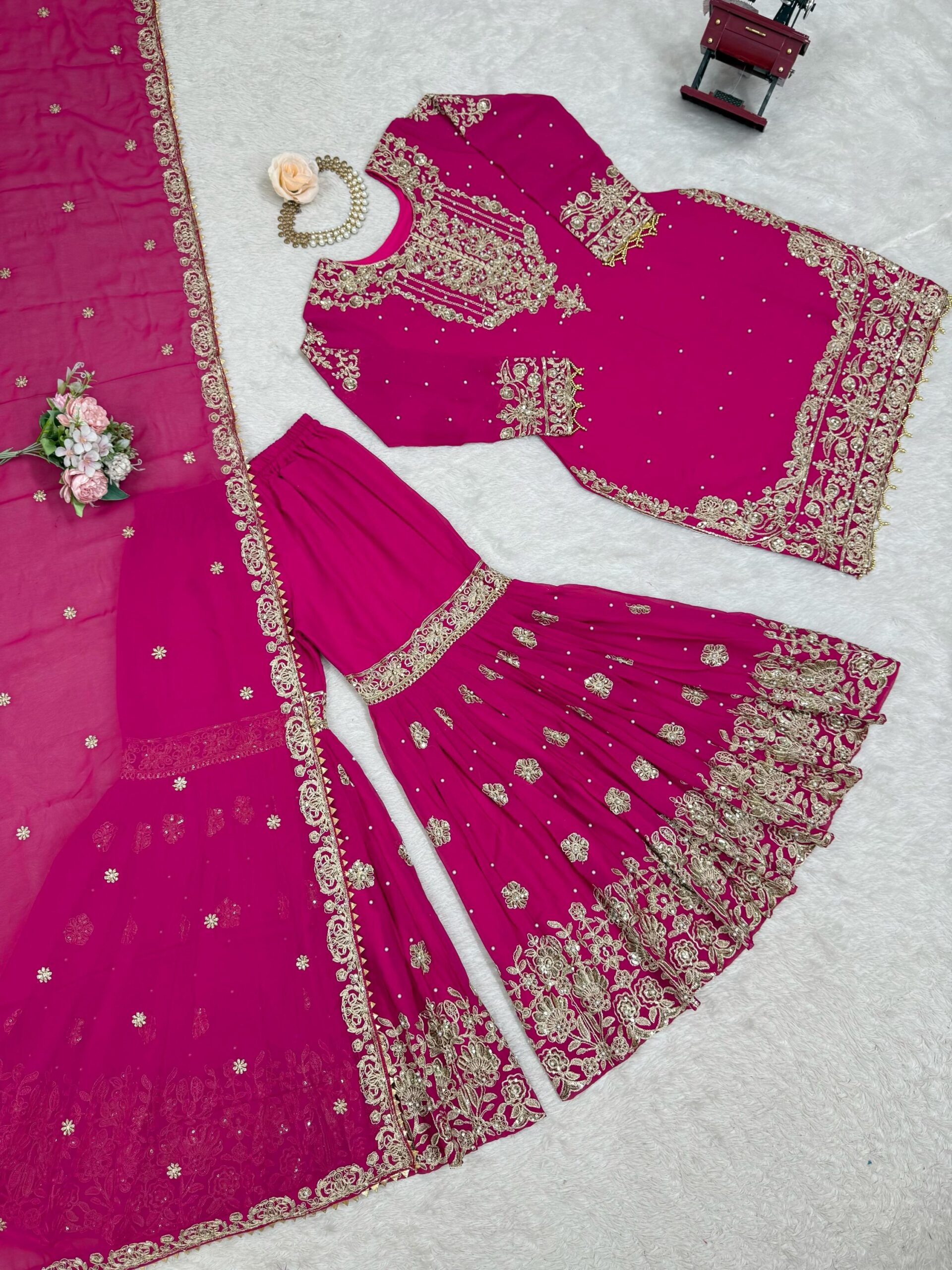 Designer Embroidered Sharara Set - Image 9