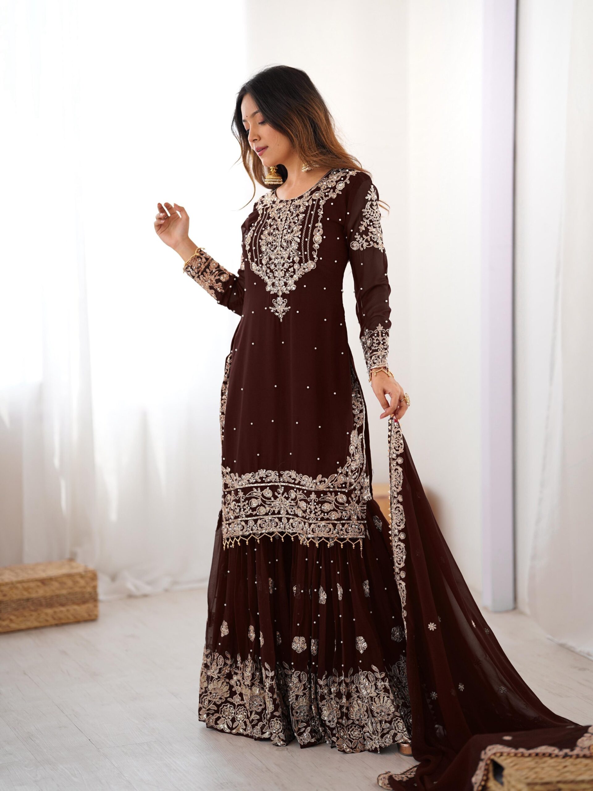 Designer Embroidered Sharara Set - Image 87
