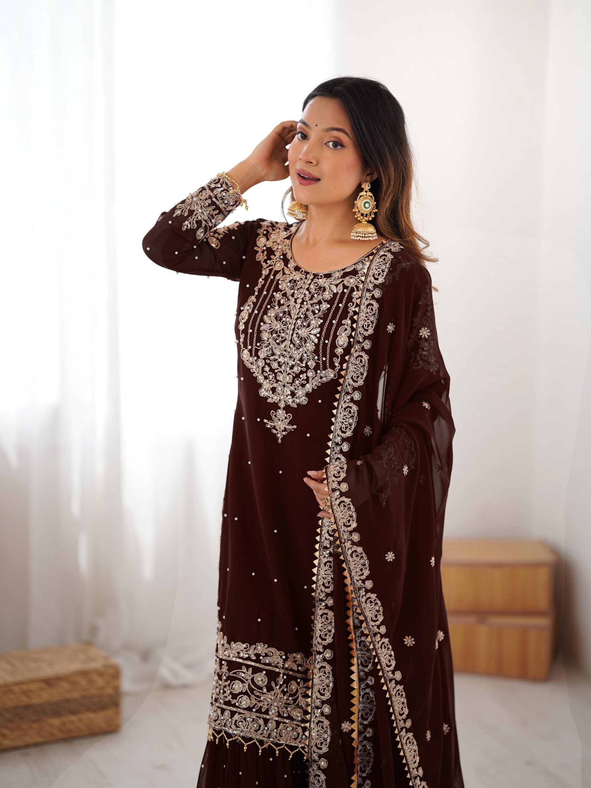 Designer Embroidered Sharara Set - Image 84