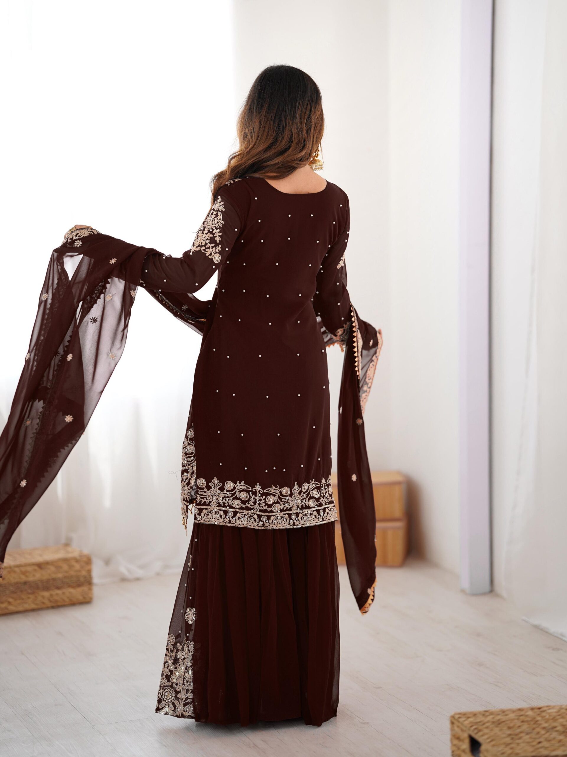 Designer Embroidered Sharara Set - Image 85
