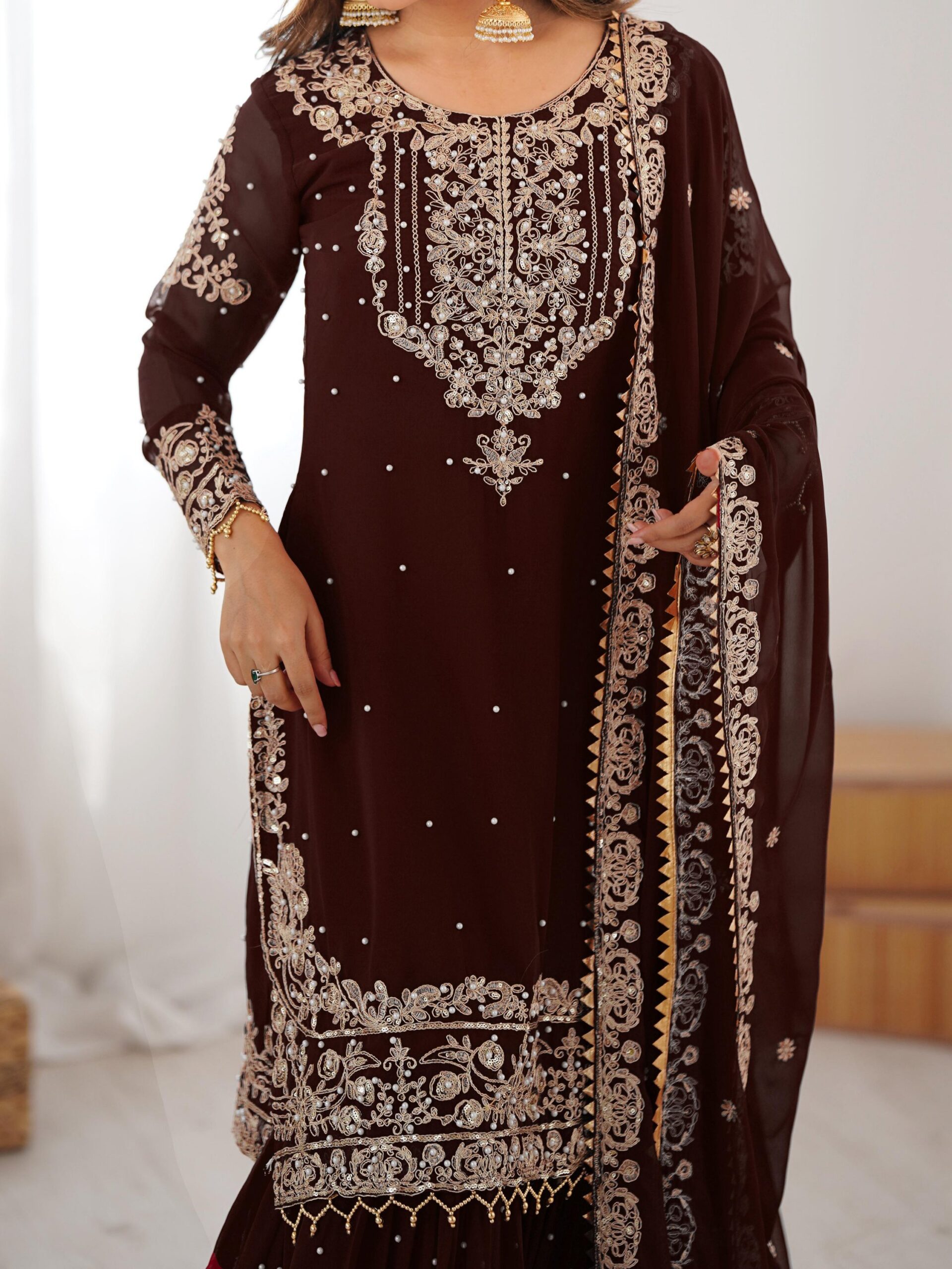 Designer Embroidered Sharara Set - Image 86