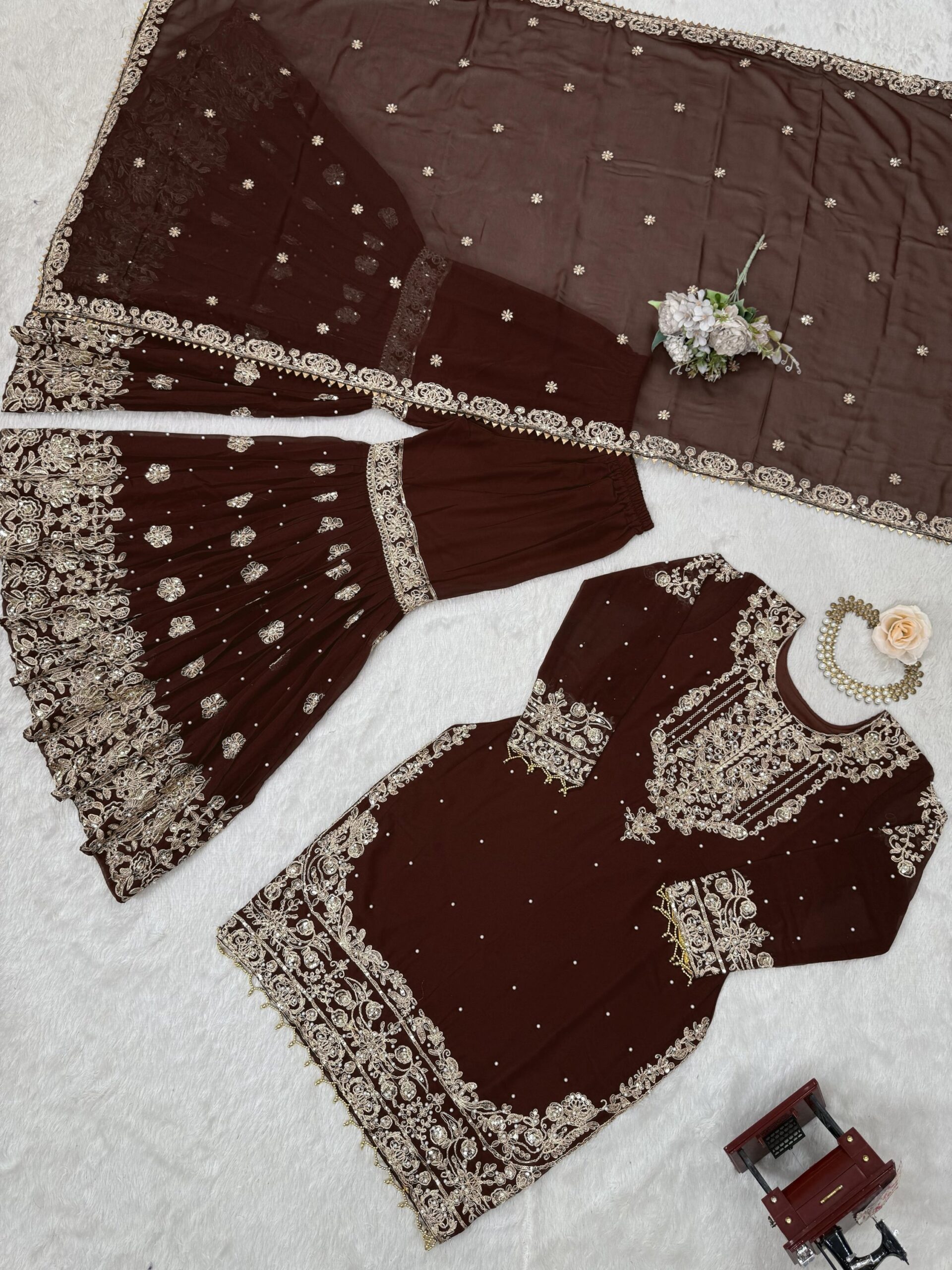 Designer Embroidered Sharara Set - Image 90