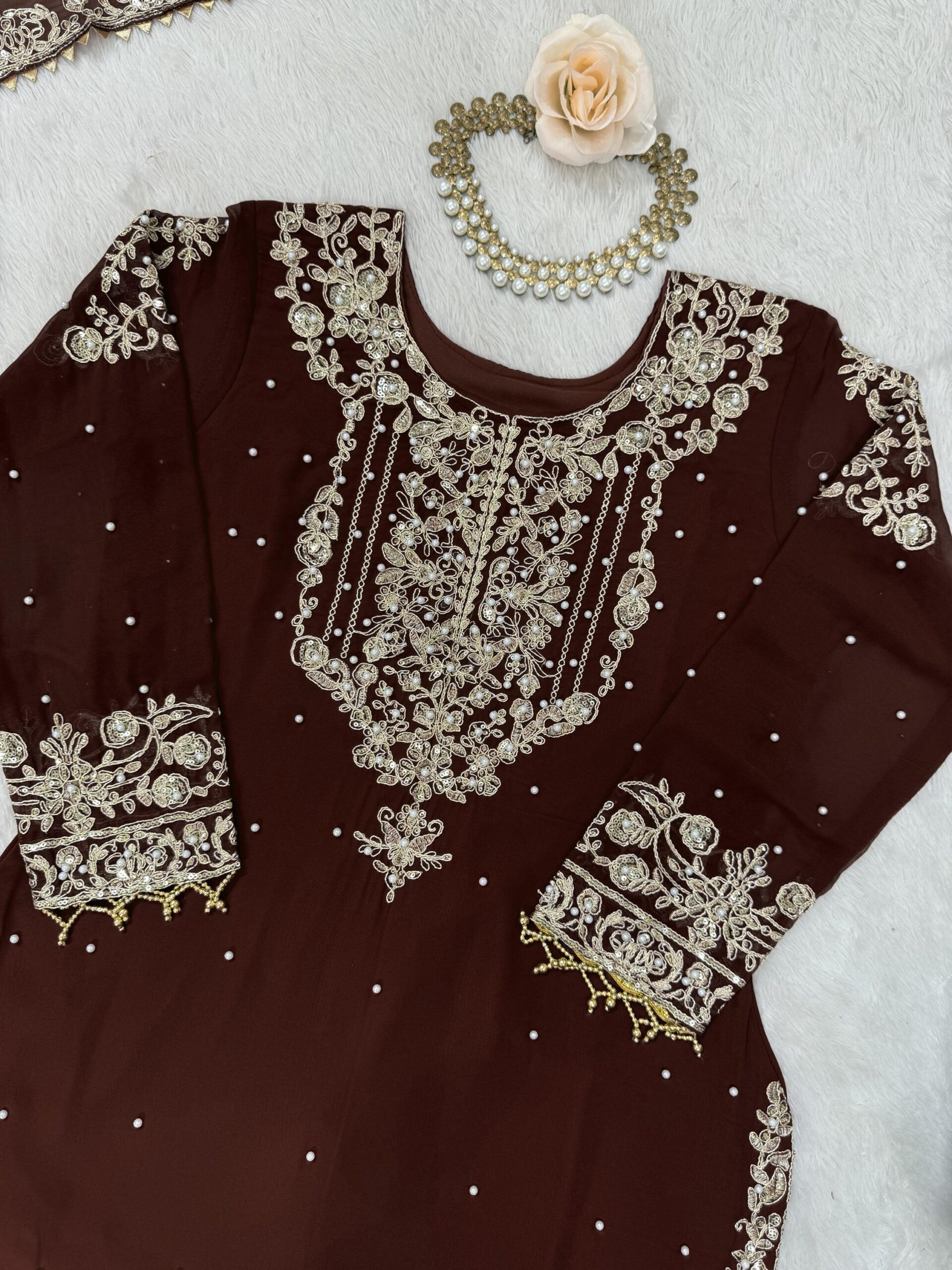 Designer Embroidered Sharara Set - Image 92