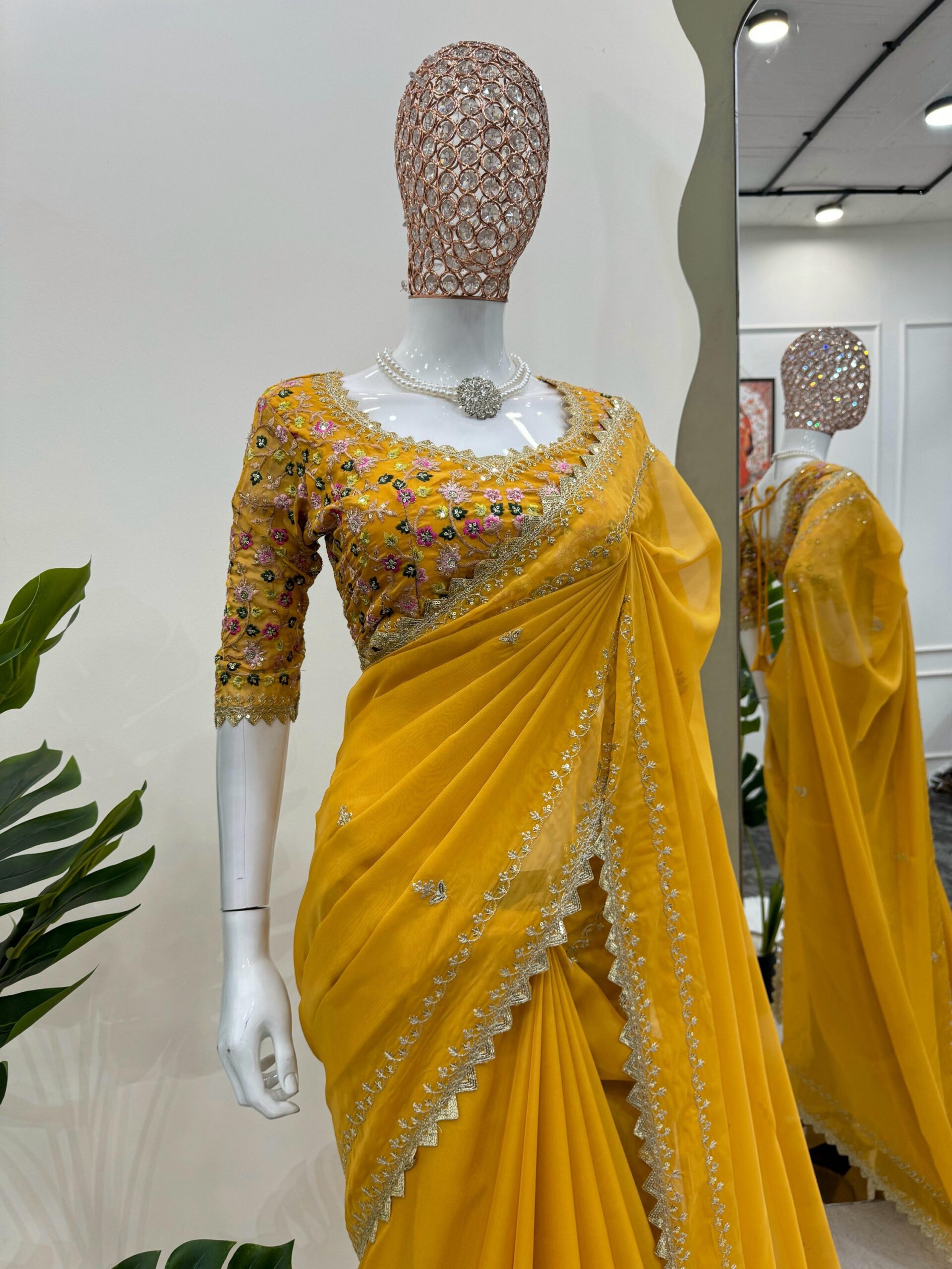 Haldi Special Embroidered Saree - Image 3