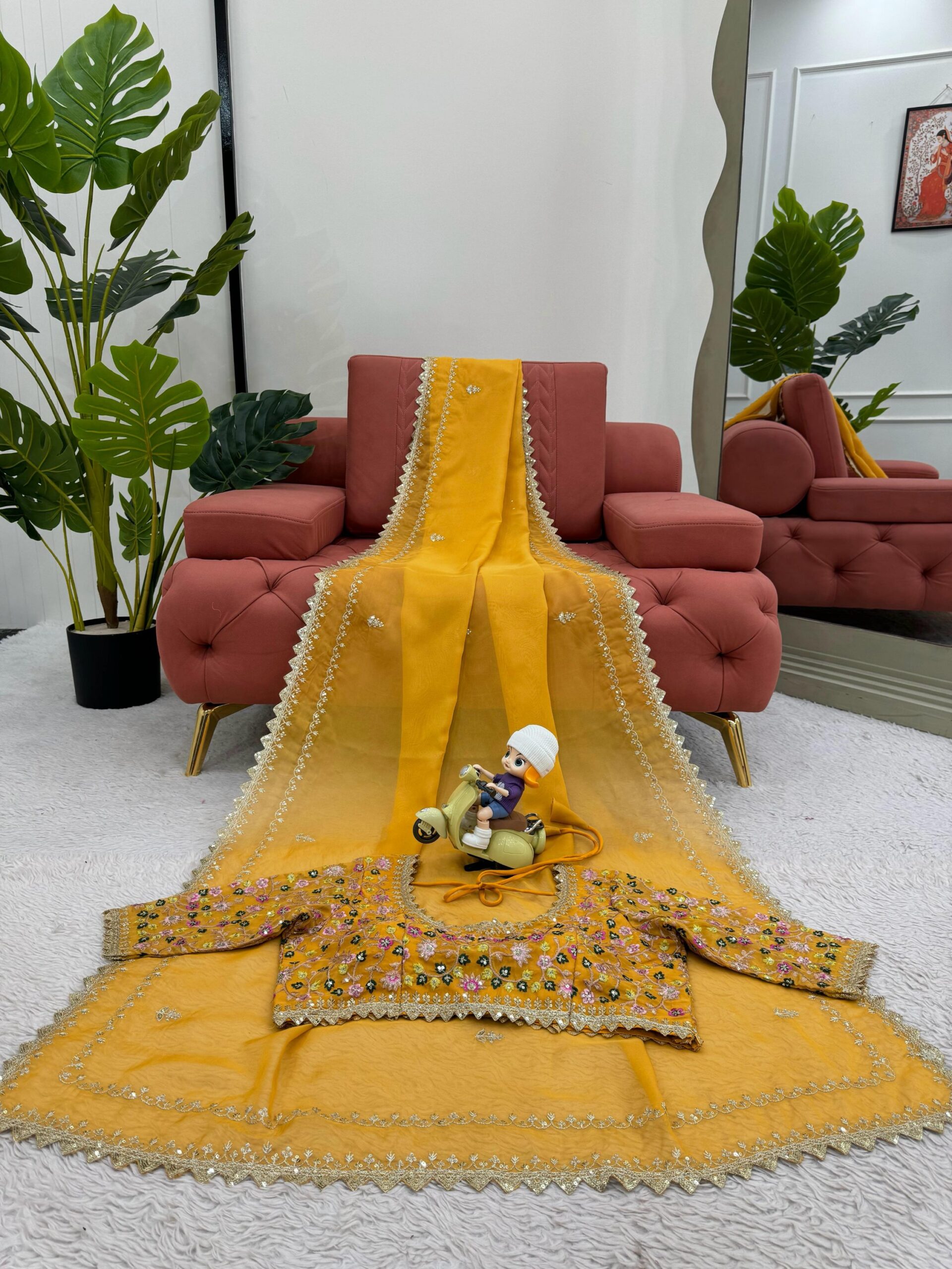 Haldi Special Embroidered Saree - Image 5