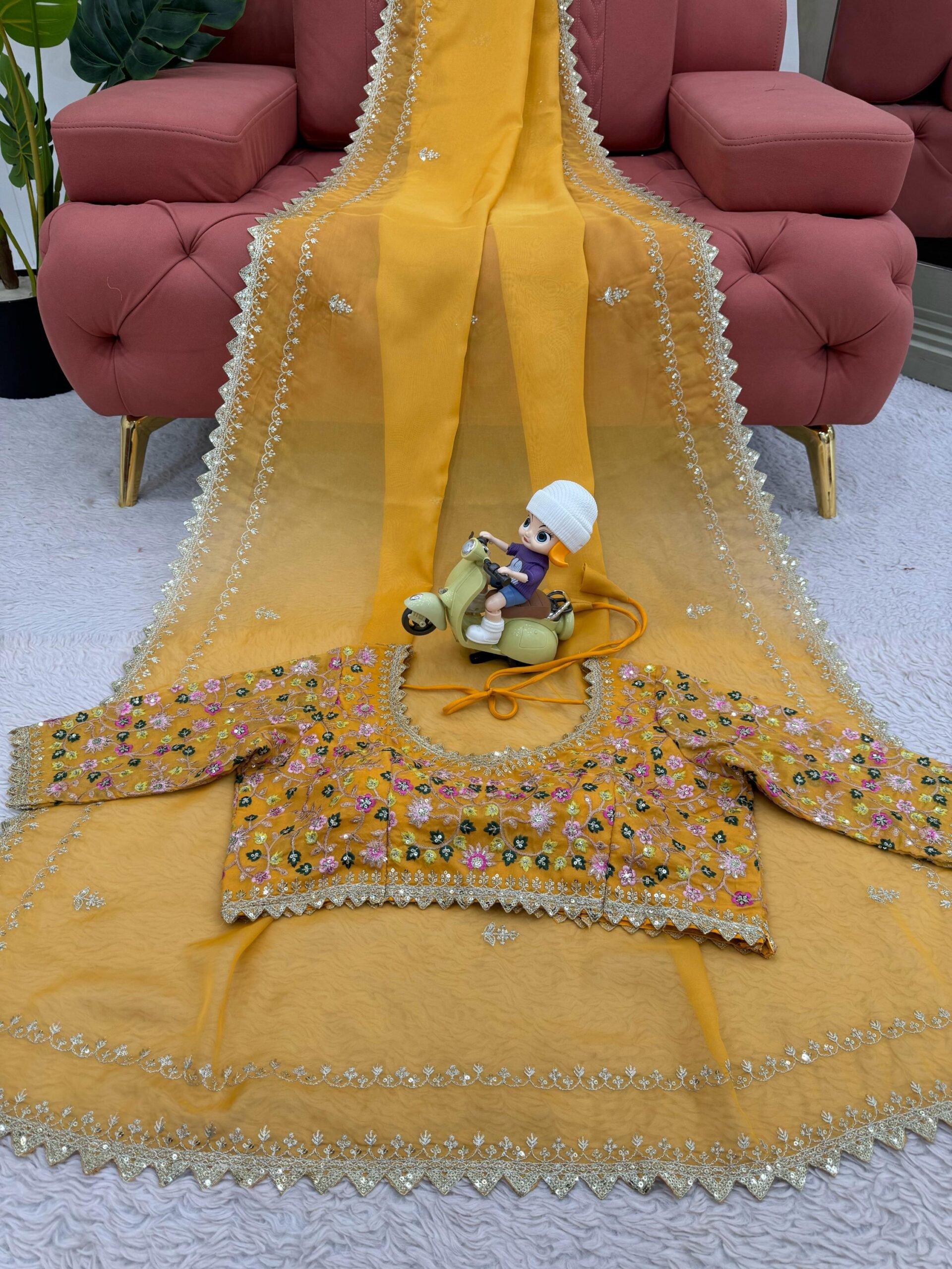 Haldi Special Embroidered Saree - Image 8