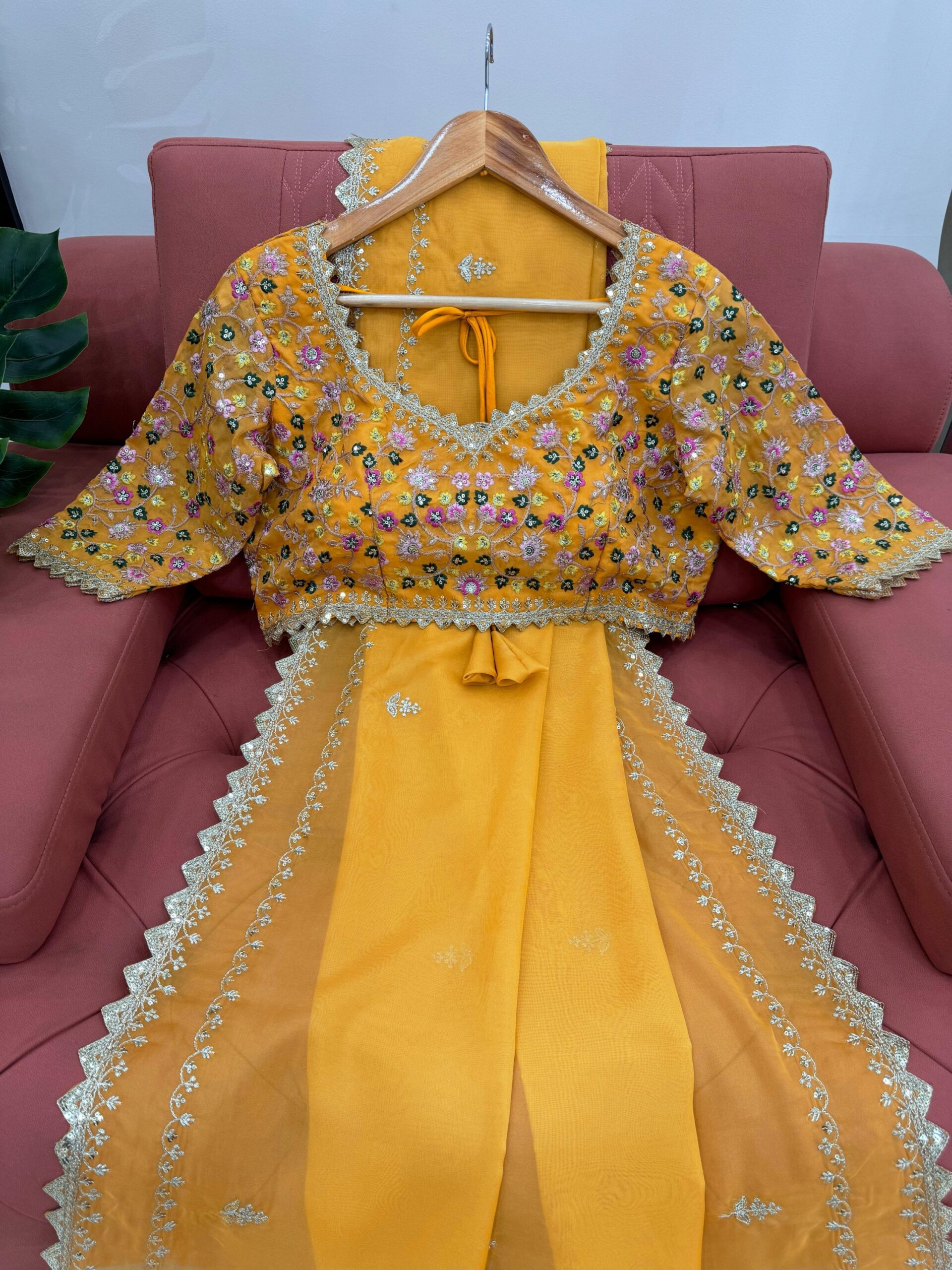 Haldi Special Embroidered Saree - Image 7