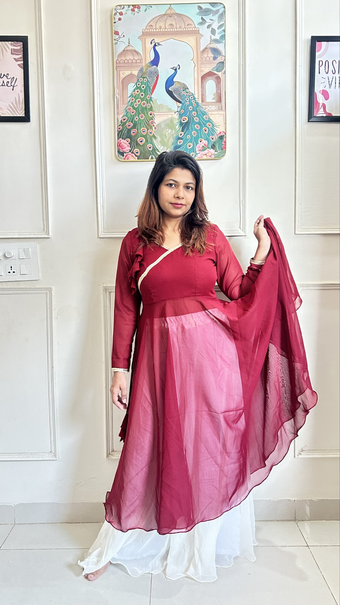Full Circle Anarkali with Flared Palazzo - Image 7