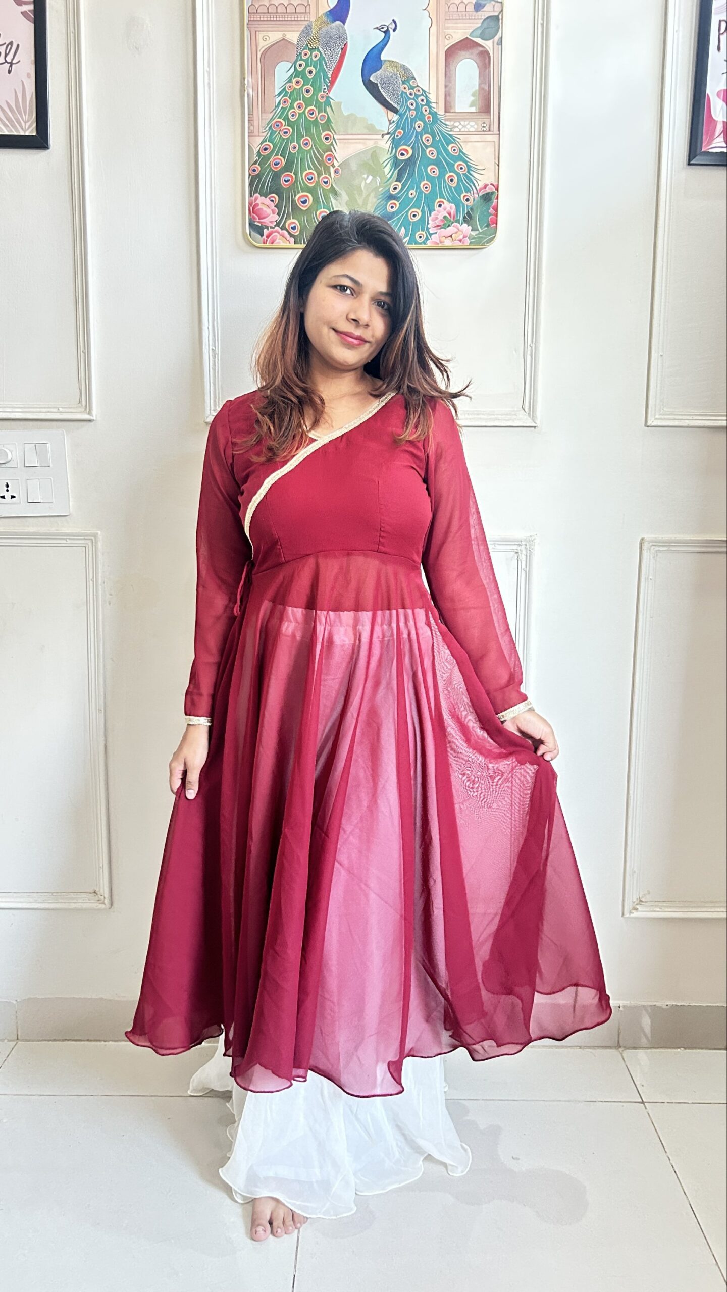 Full Circle Anarkali with Flared Palazzo - Image 11